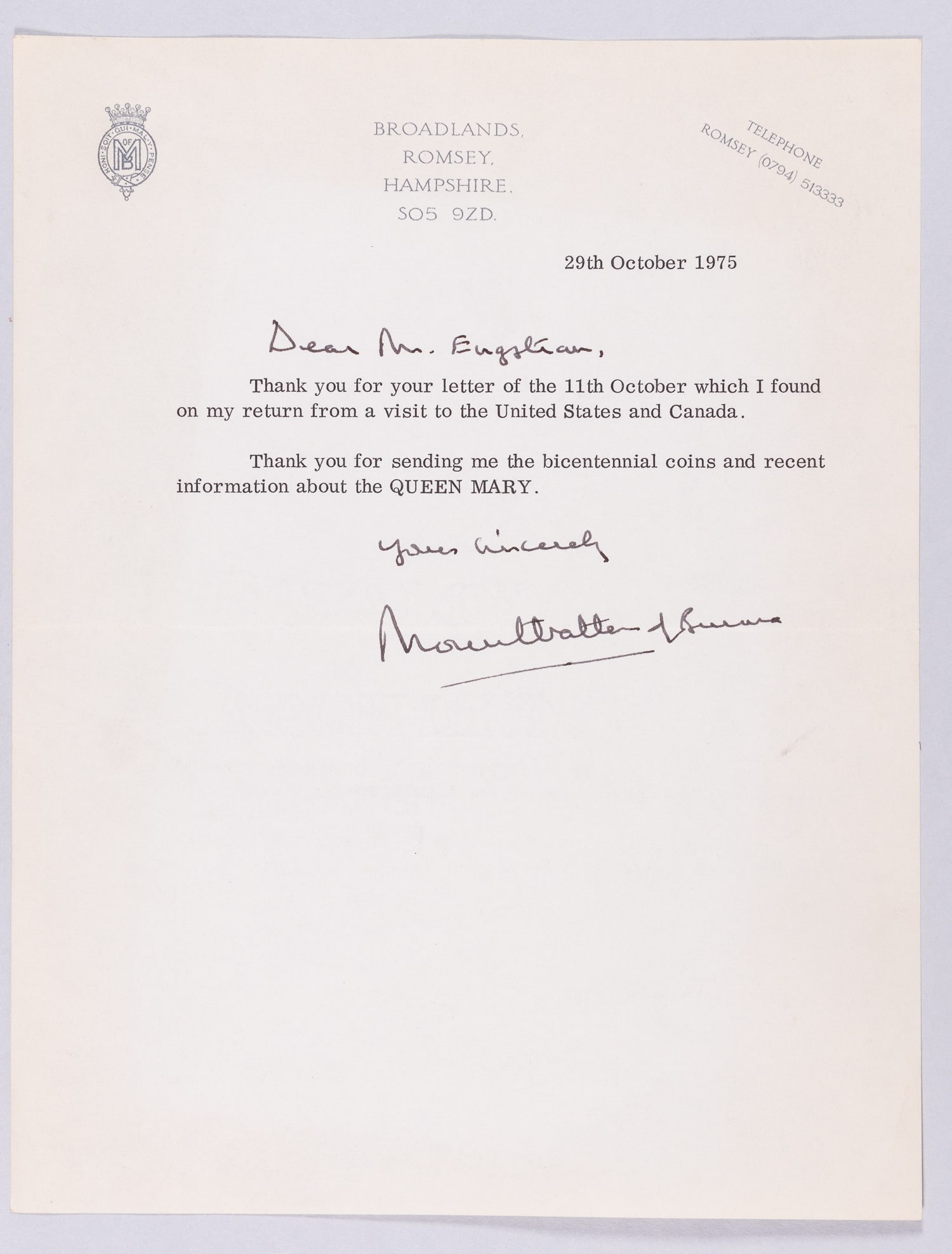 LORD LOUIS MOUNTBATTEN OF BURMA: (1900-1979) Member of the British royal family, Royal Navy officer, and statesman. During the Second World War, he was the Supreme Allied Commander, South East Asia Command. Assassinated in 1979 by