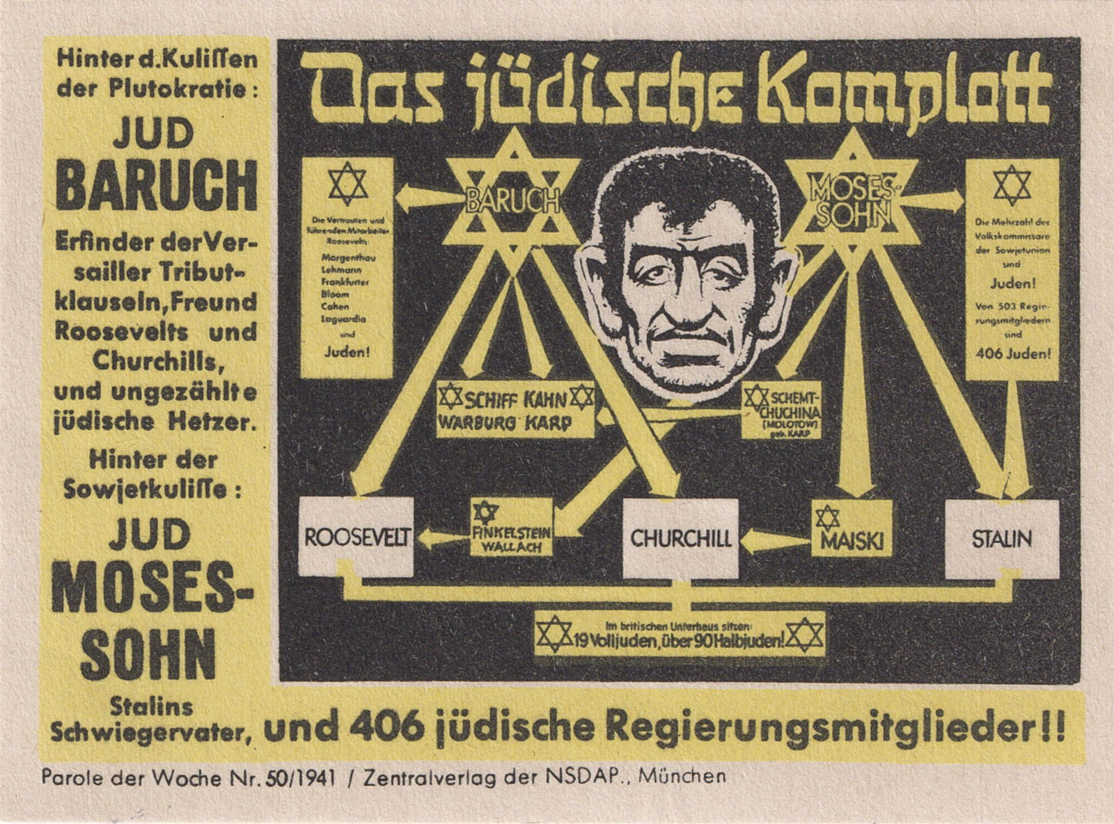 THE JEWISH CONSPIRACY - PAROLE DER WOCHE PROPAGANDA POSTER (1 of 1)