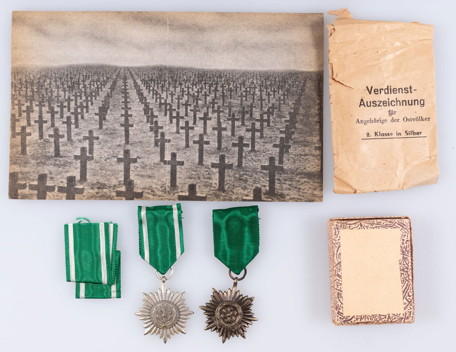 2 WWII GERMAN OSTVOLK MEDALS [SILVER & BRONZE] (1 of 3)