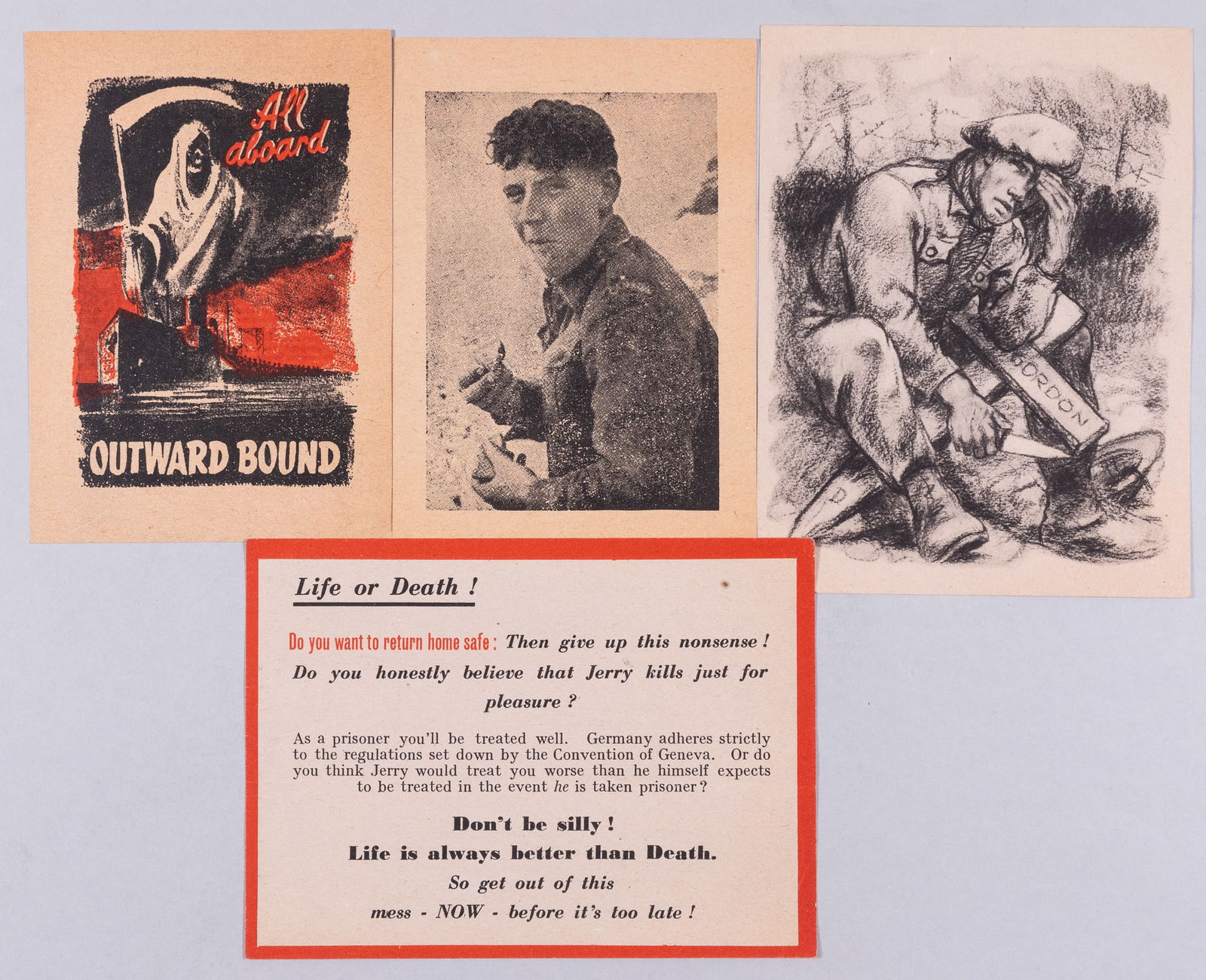 4 WWII PROPAGANDA LEAFLETS LIBERATED FROM THE PARIS NAZI PROPAGANDA OFFICE (1 of 2)