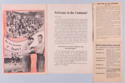 4 WWII PROPAGANDA LEAFLETS LIBERATED FROM THE PARIS NAZI PROPAGANDA OFFICE