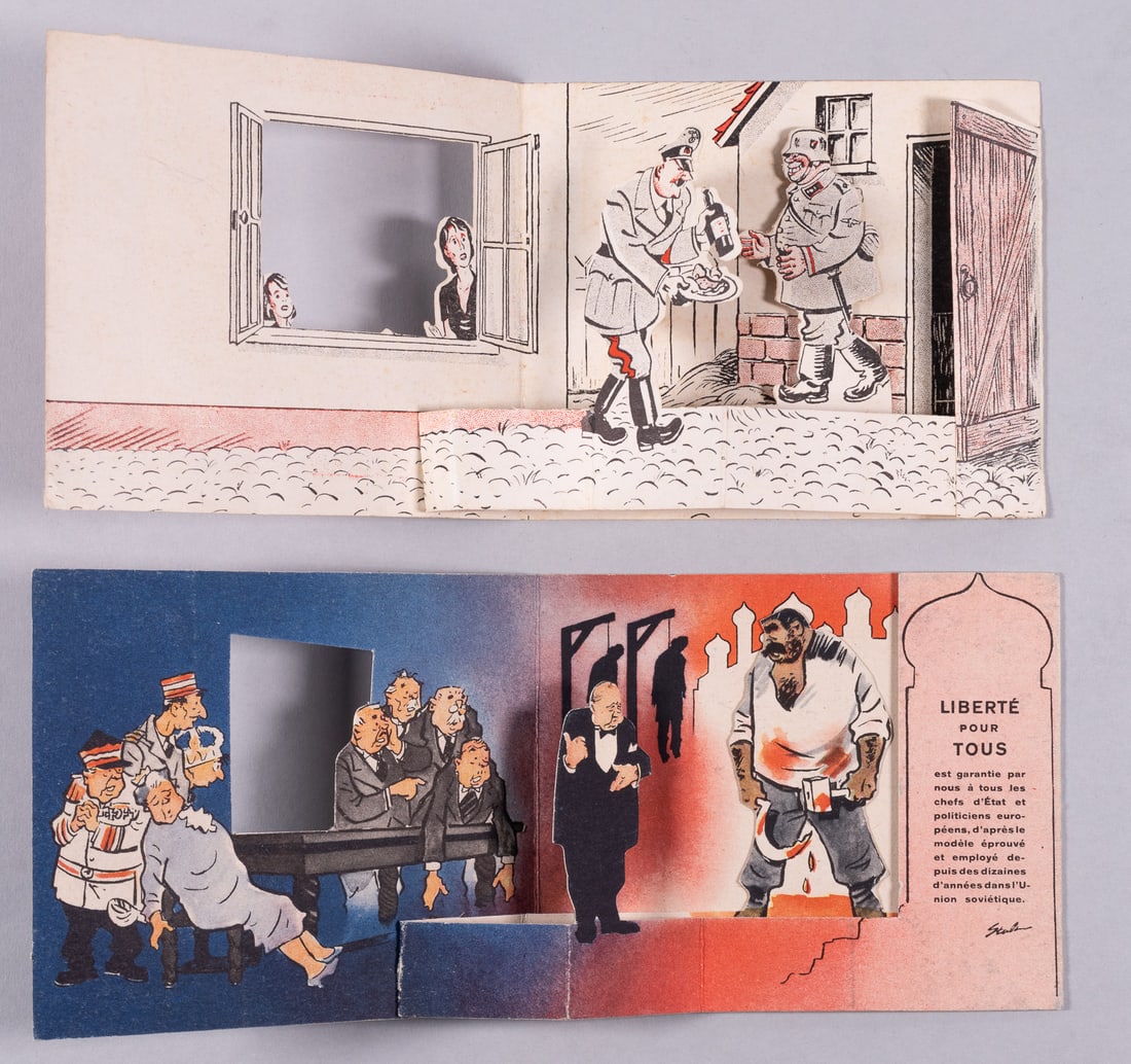 2 BRITISH MECHANICAL PROPAGANDA LEAFLETS