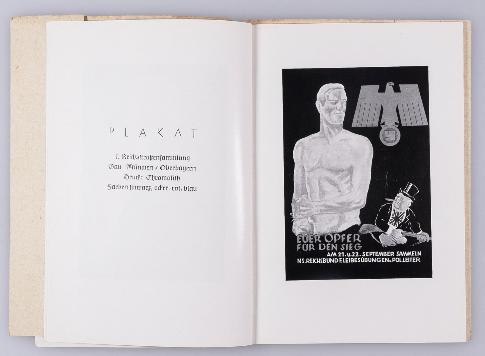 RAINER FLUHME PROPAGANDA ADVERTISING BOOKLET: Rainer Fluhme propaganda advertising booklet, given to clients to advertise his skills, including anti-British propaganda, anti-Churchill propaganda, WHW propaganda, cartoon-like propaganda, and