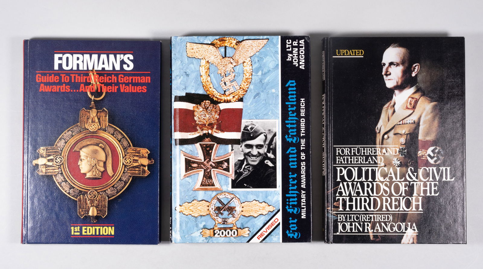 3 WWII GERMAN AWARD REFERENCE BOOKS: Three WWII German award reference books, including 'Guide to Third Reich German Awards... and Their Values,' by Adrian Foreman, 1988, First Edition, 208 pages. 'For Fuhrer and Fatherland: Political &