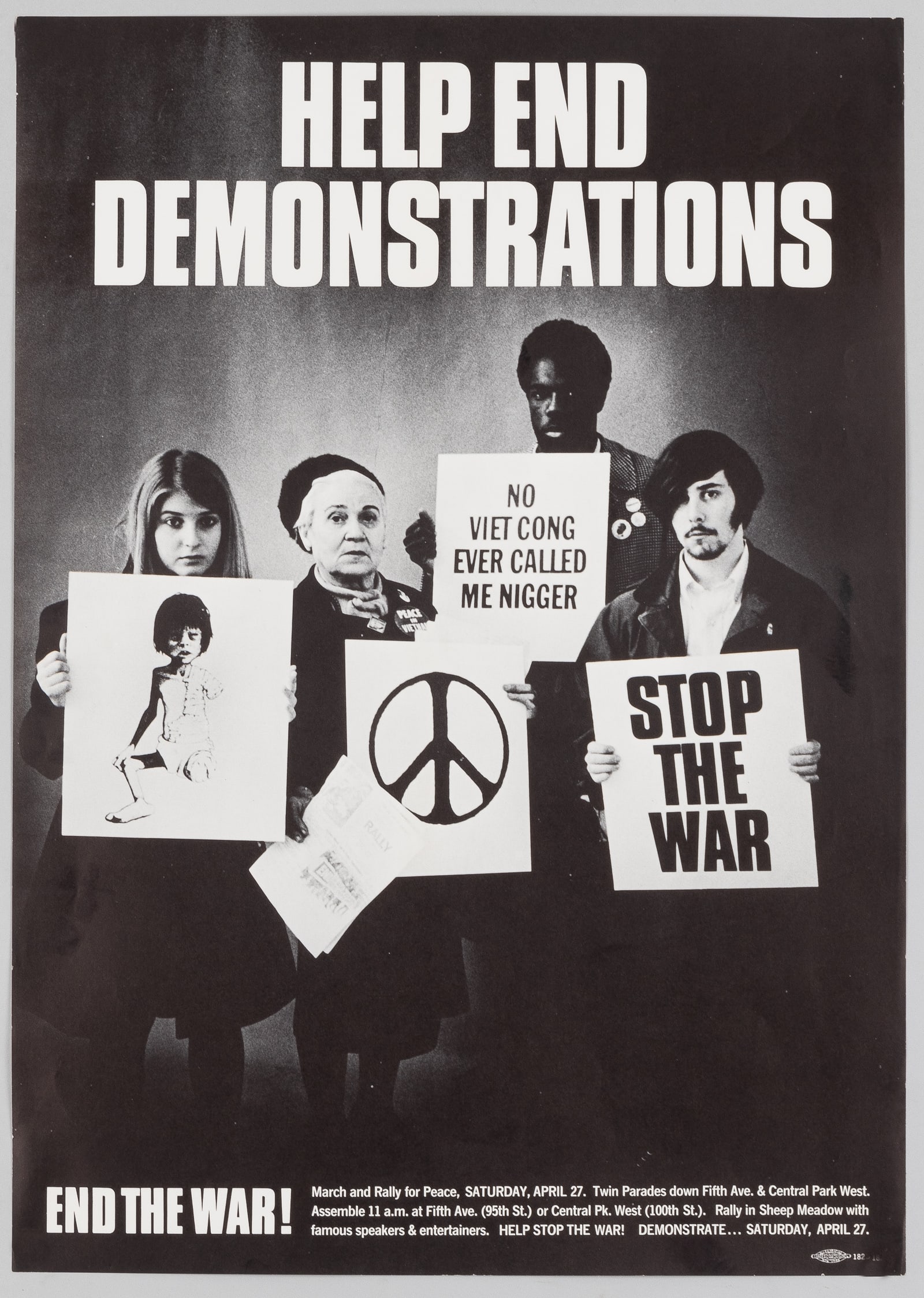END THE WAR! 1968 ANTI-VIETNAM WAR PROTEST POSTER (1 of 1)
