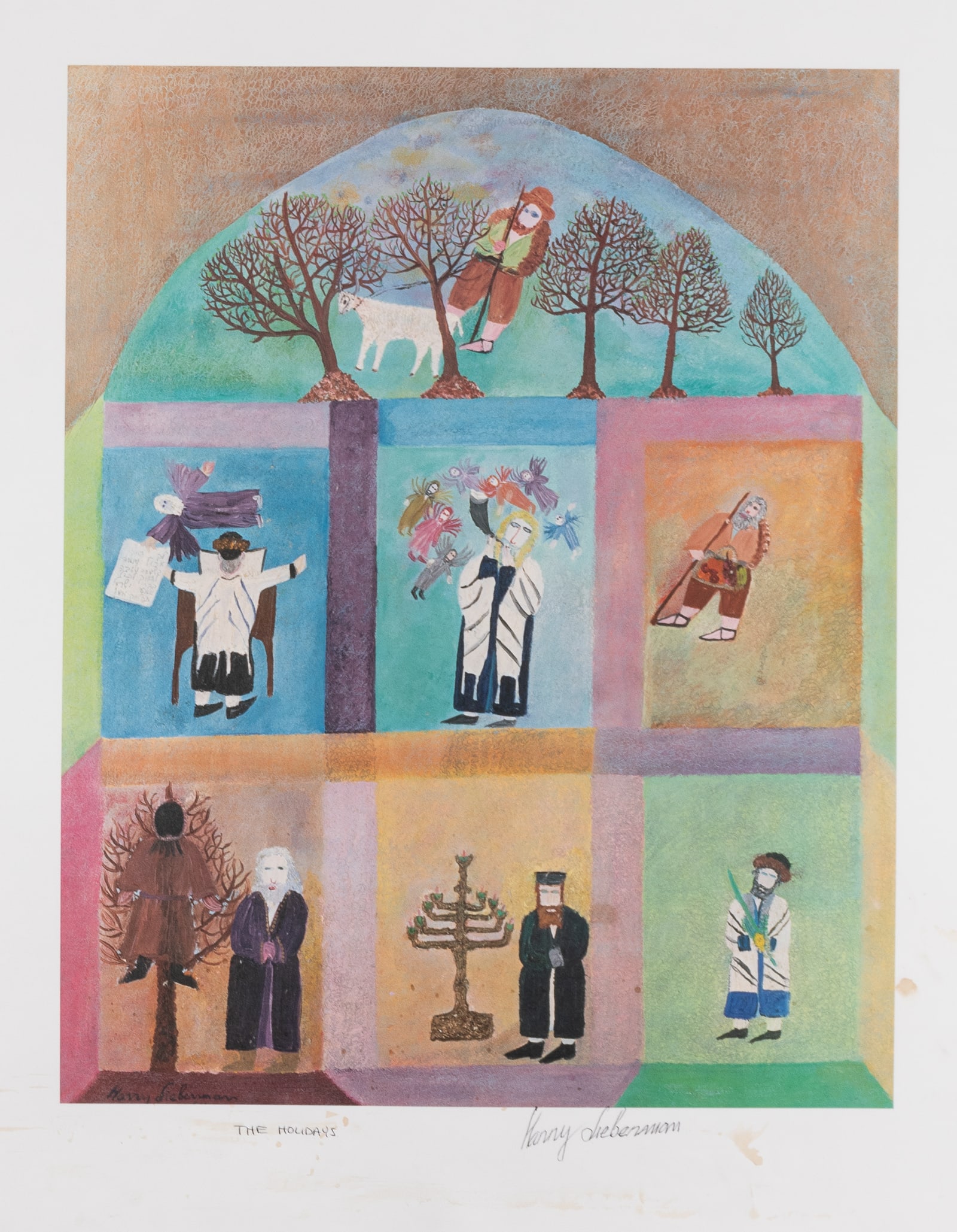 THE HOLIDAYS - HARRY LIEBERMAN JUDAICA FOLK ART POSTER (1 of 1)