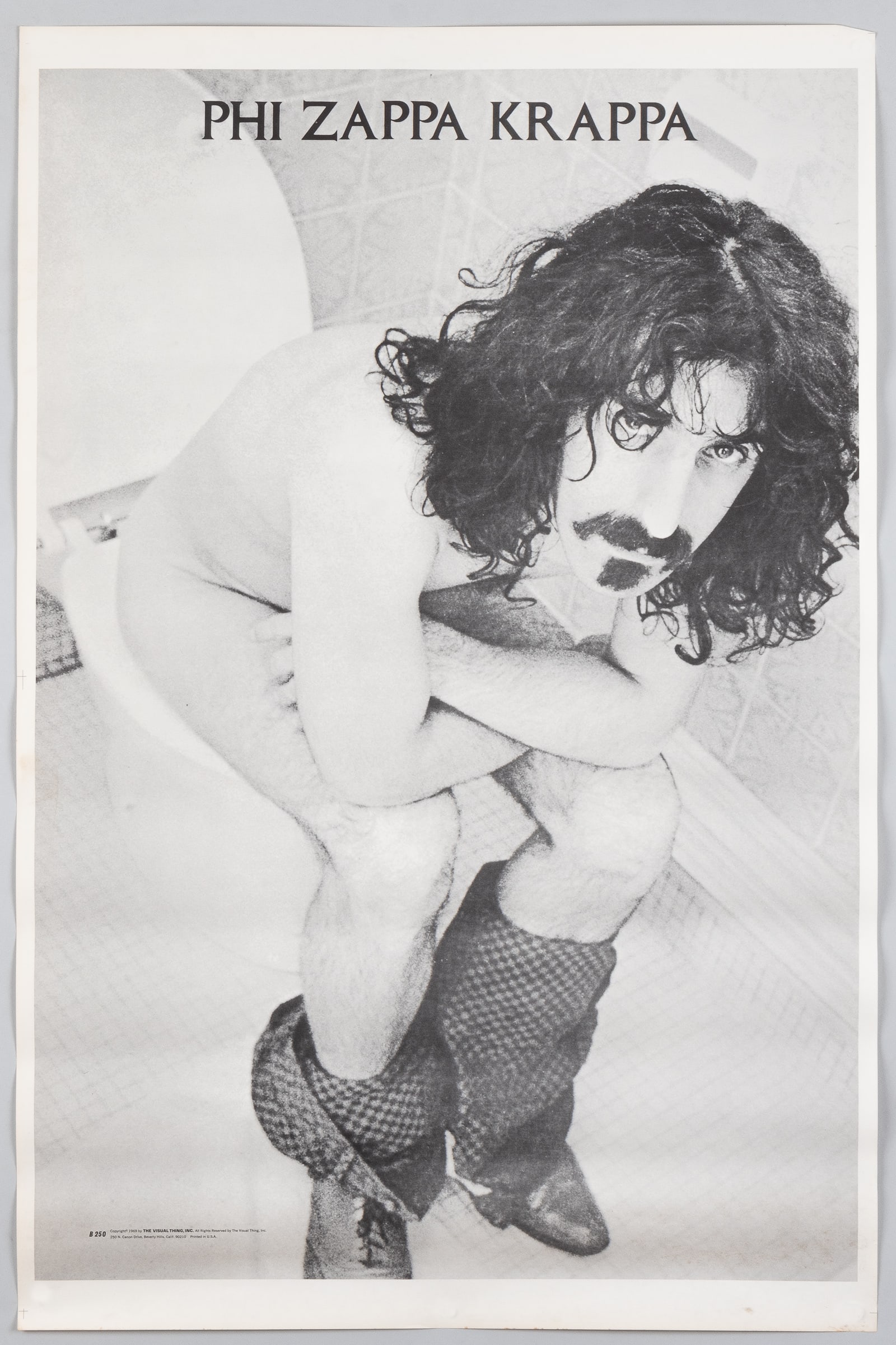 PHI ZAPPA KRAPPA POSTER: Original vintage Phi Zappa Krappa Frank Zappa 'The Toilet' poster. First printing, 1969 by The Visual Thing, Beverly Hills, CA. Dimension: 25 x 38 inches. Ships rolled. Very good.