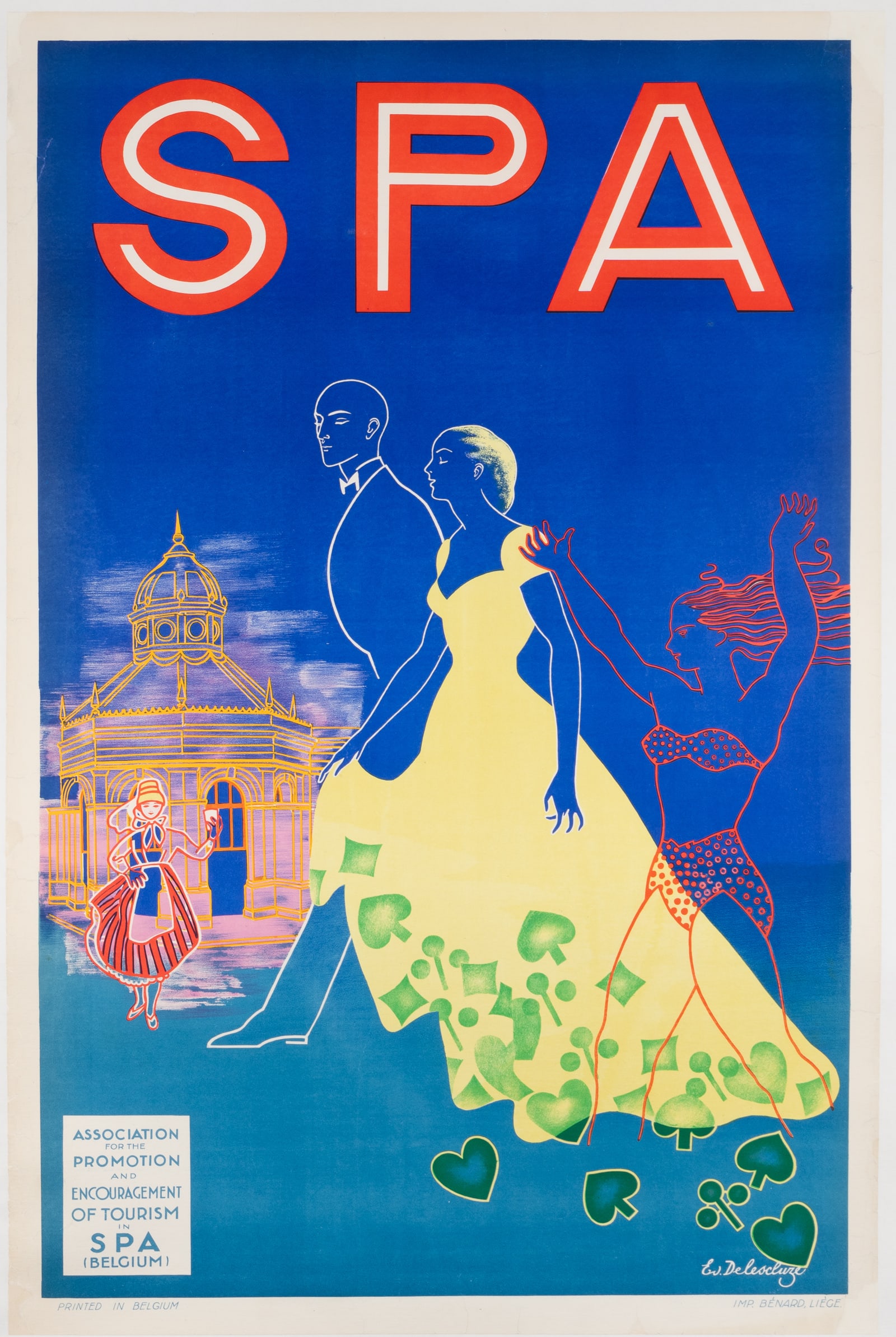BELGIUM SPA TRAVEL POSTER BY EDMOND DELESCLUSE 1948 (1 of 1)