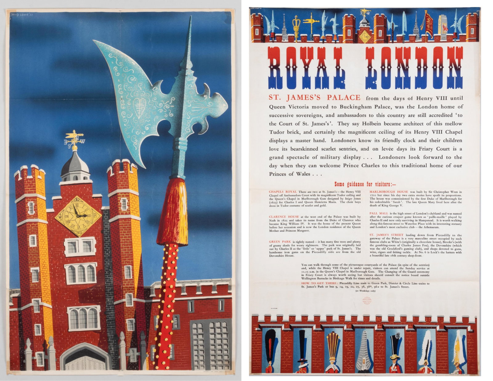 2 LONDON TRANSPORT POSTERS DAVID LEWIS 1953 (1 of 3)