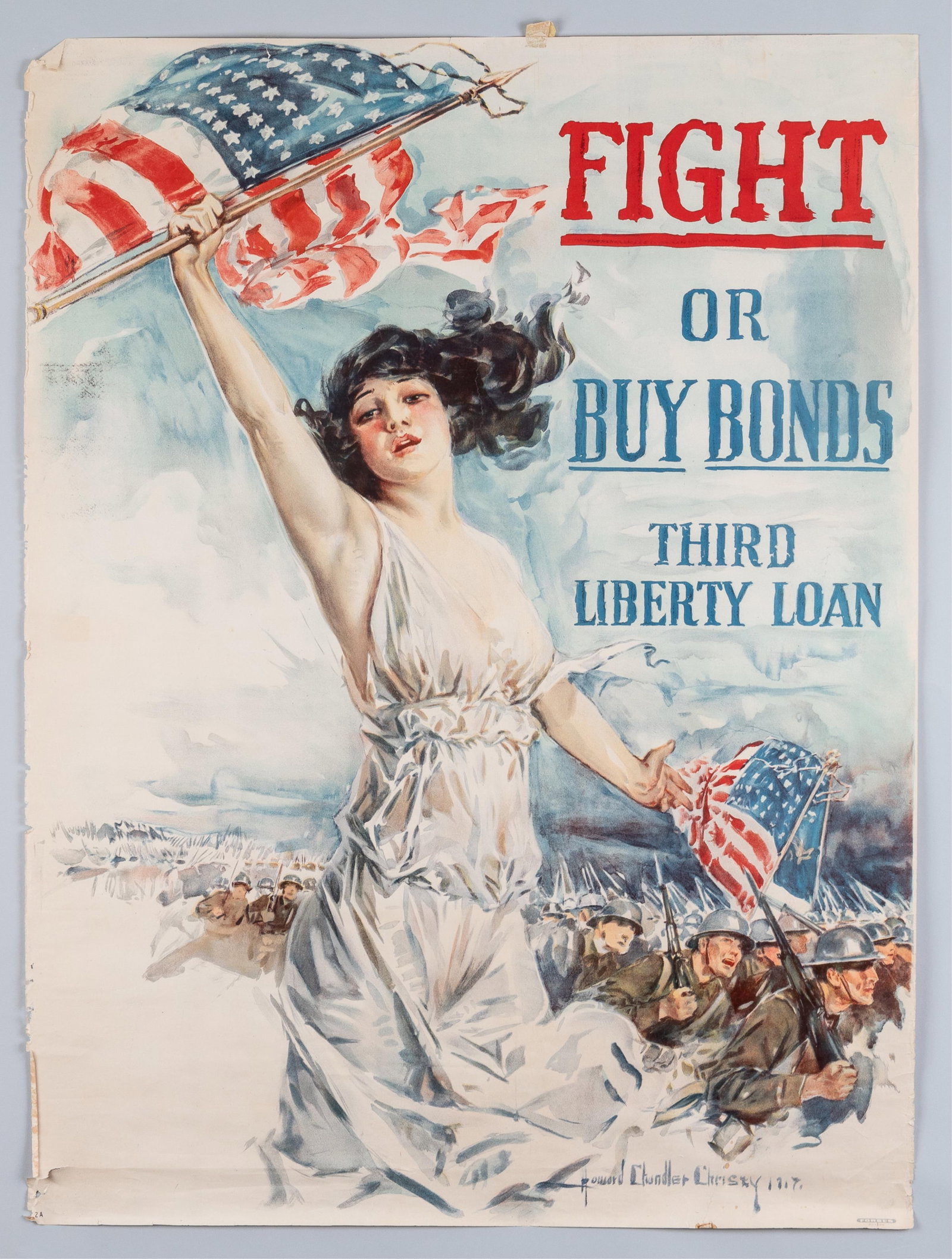 FIGHT OR BUY WAR BONDS WWI LIBERTY LOAN POSTER - HOWARD CHANDLER CHRISTY (1 of 1)