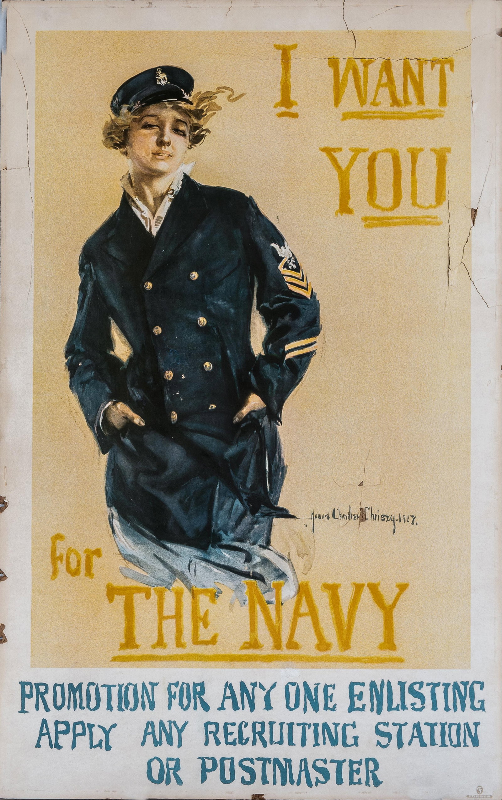 I WANT YOU FOR THE NAVY WWI POSTER - HOWARD CHANDLER CHRISTY (1 of 1)