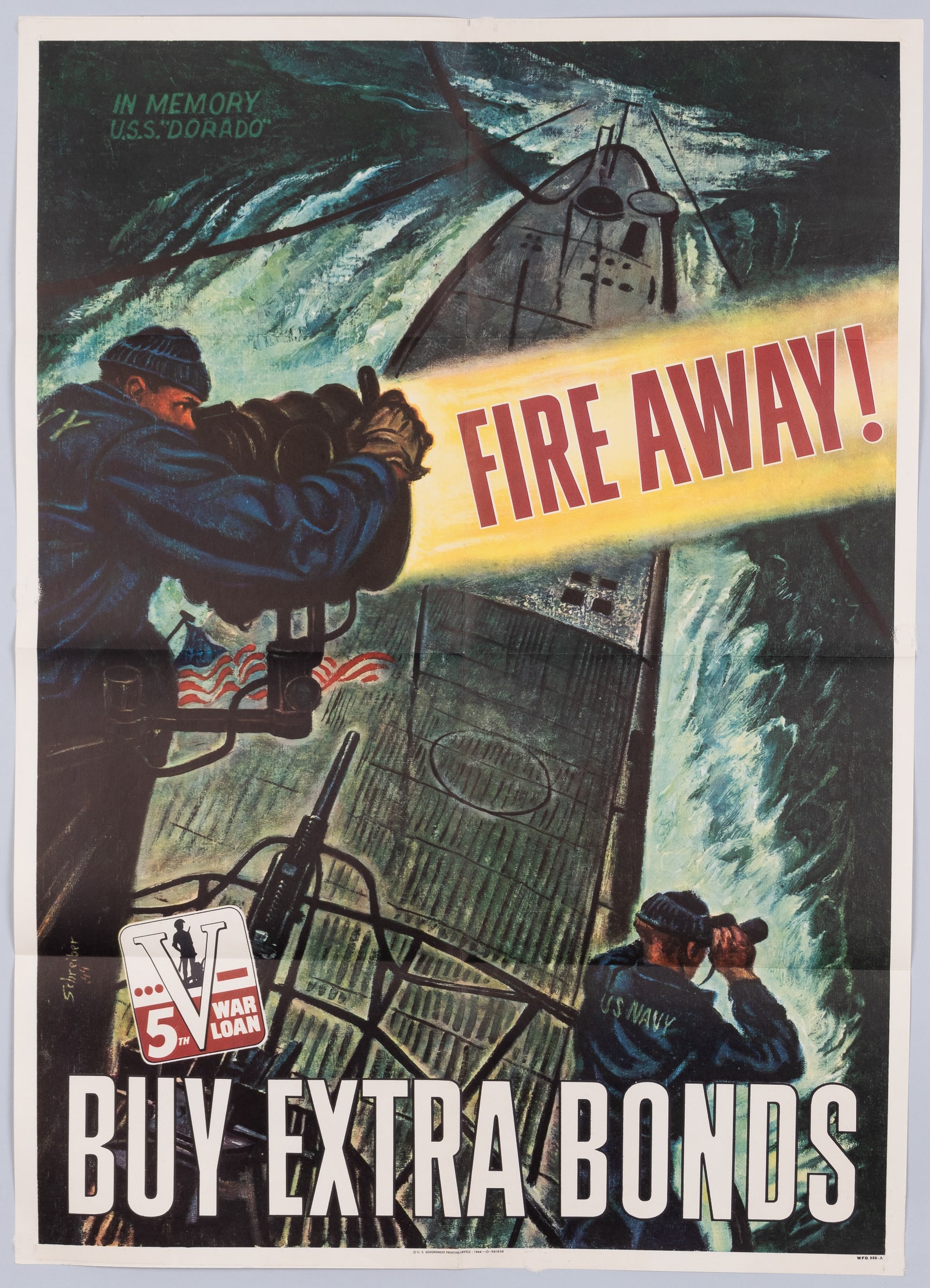 USS DORADO SUBMARINE WWII WAR BONDS POSTER (1 of 1)