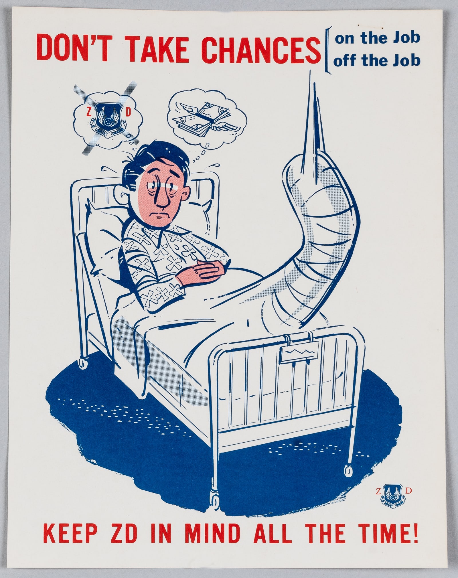 DON'T TAKE CHANCES VIETNAM ZD POSTER: This is an Air Force poster from the Vietnam era that promotes the Zero Defects program, which aimed to create a more efficient workforce to enhance the war effort. The poster humorously spoofs the ol