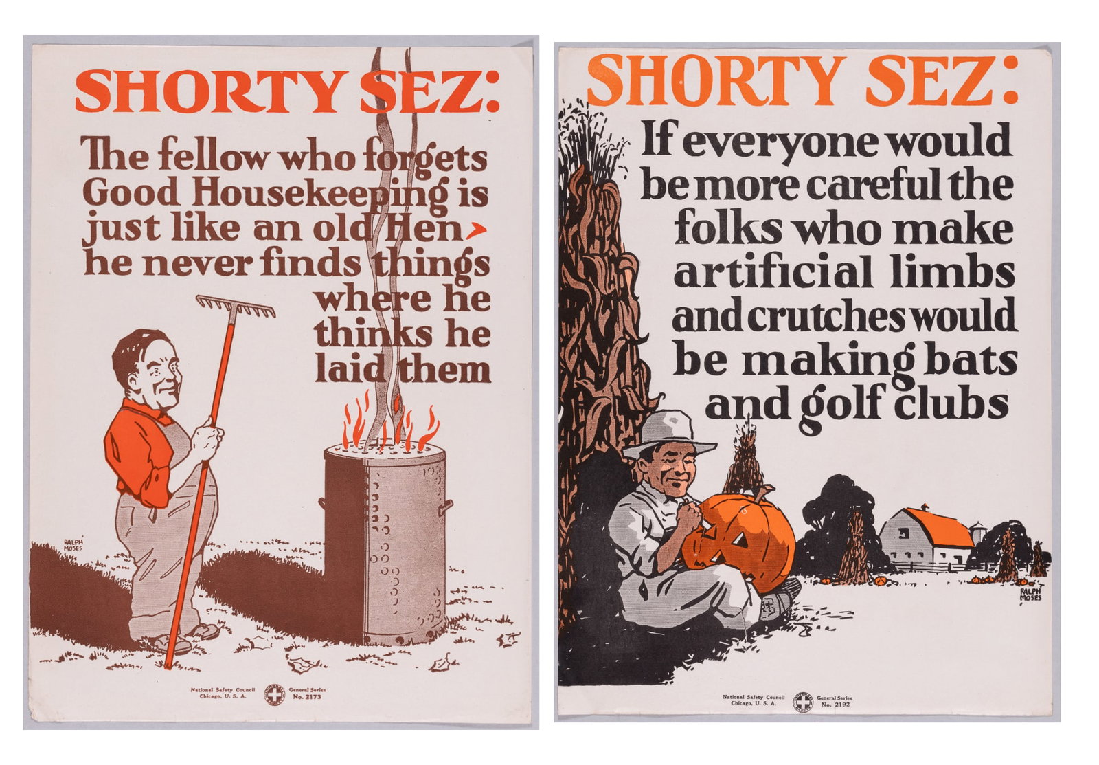 SHORTY SEZ TWO 1927 NATIONAL SAFETY COUNCIL POSTERS RALPH MOSES (1 of 3)
