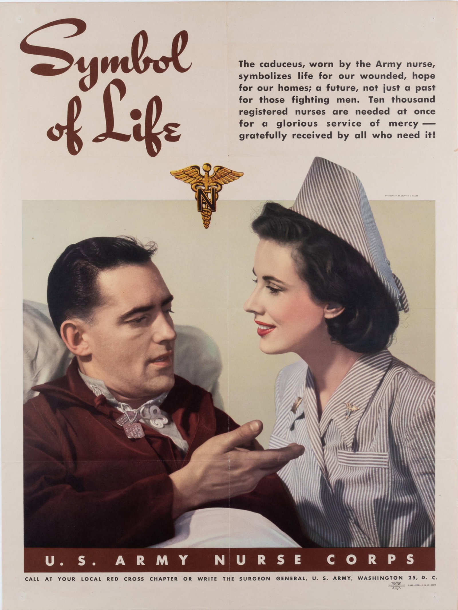 SYMBOL OF LIFE U.S. ARMY NURSE CORPS WWII POSTER BY LEJAREN HILLER (1 of 1)