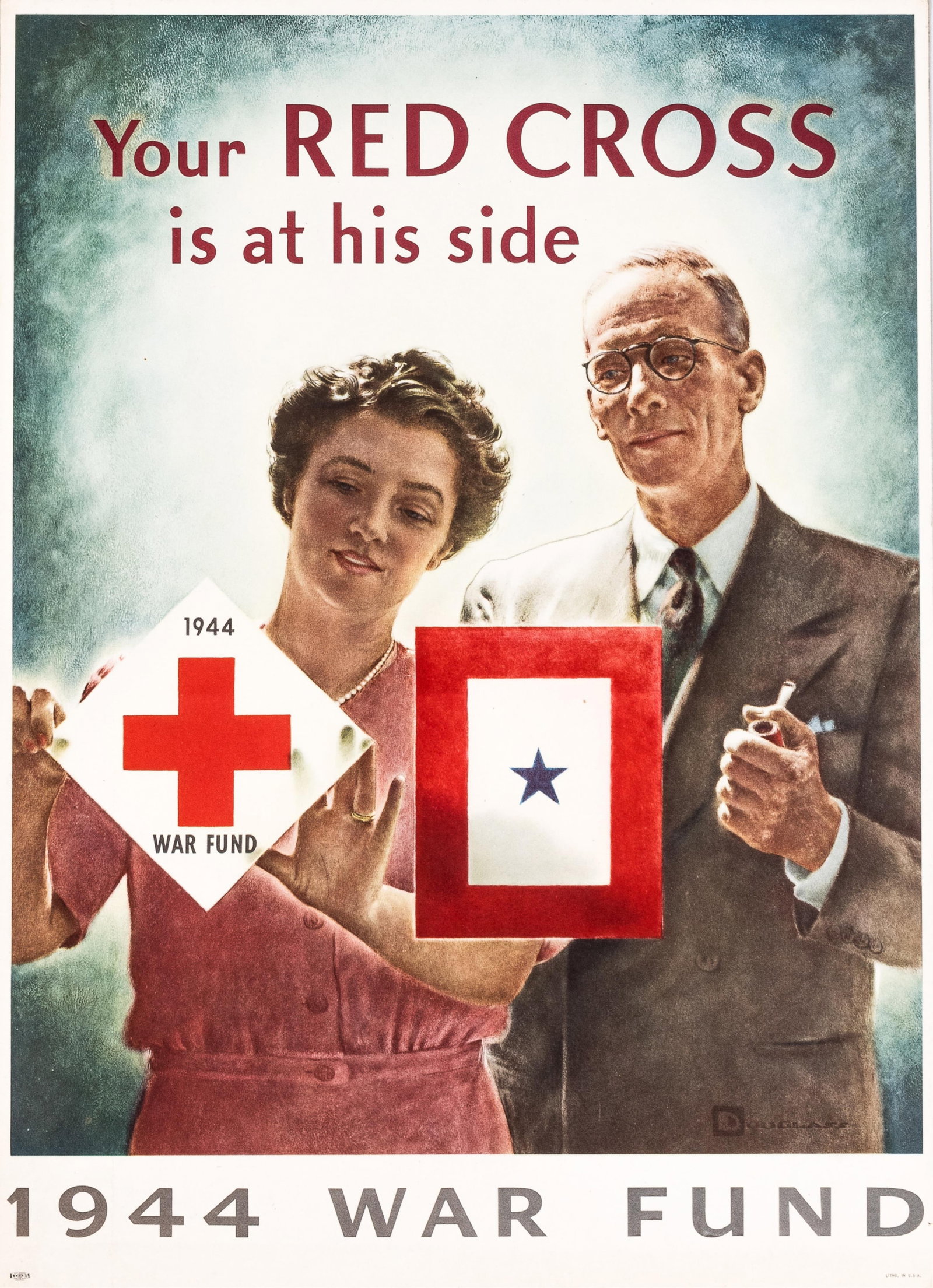YOUR RED CROSS IS AT HIS SIDE WWII POSTER BY DOUGLASS CROCKWELL (1 of 1)