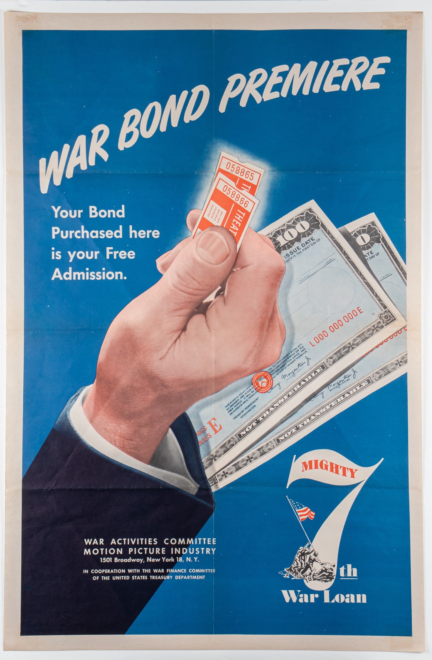 WAR BOND PREMIERE MIGHTY 7TH WAR LOAN WWII POSTER (1 of 1)