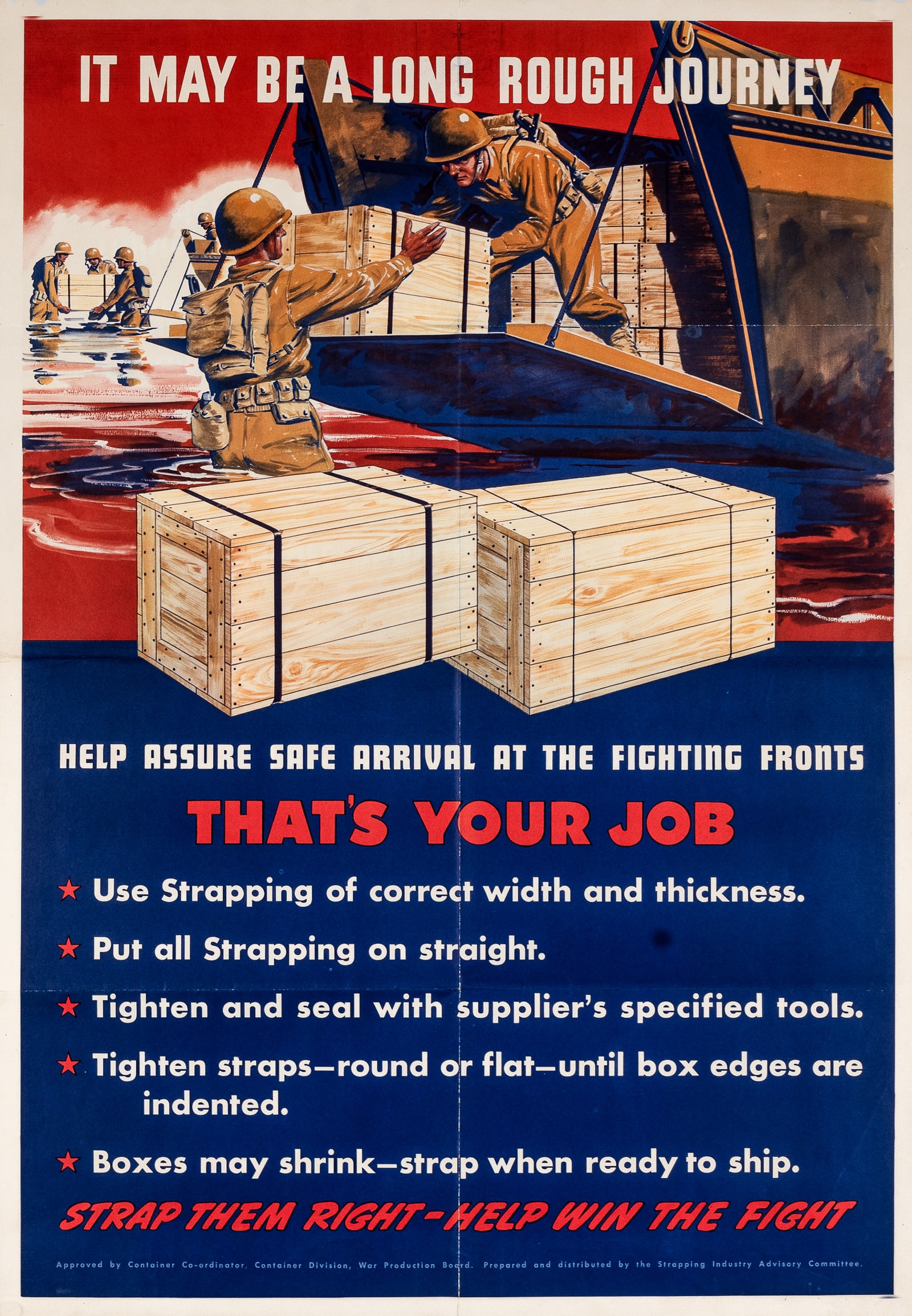 ASSURE SAFE ARRIVAL AT FIGHTING FRONTS WWII WAR PRODUCTION POSTER (1 of 1)