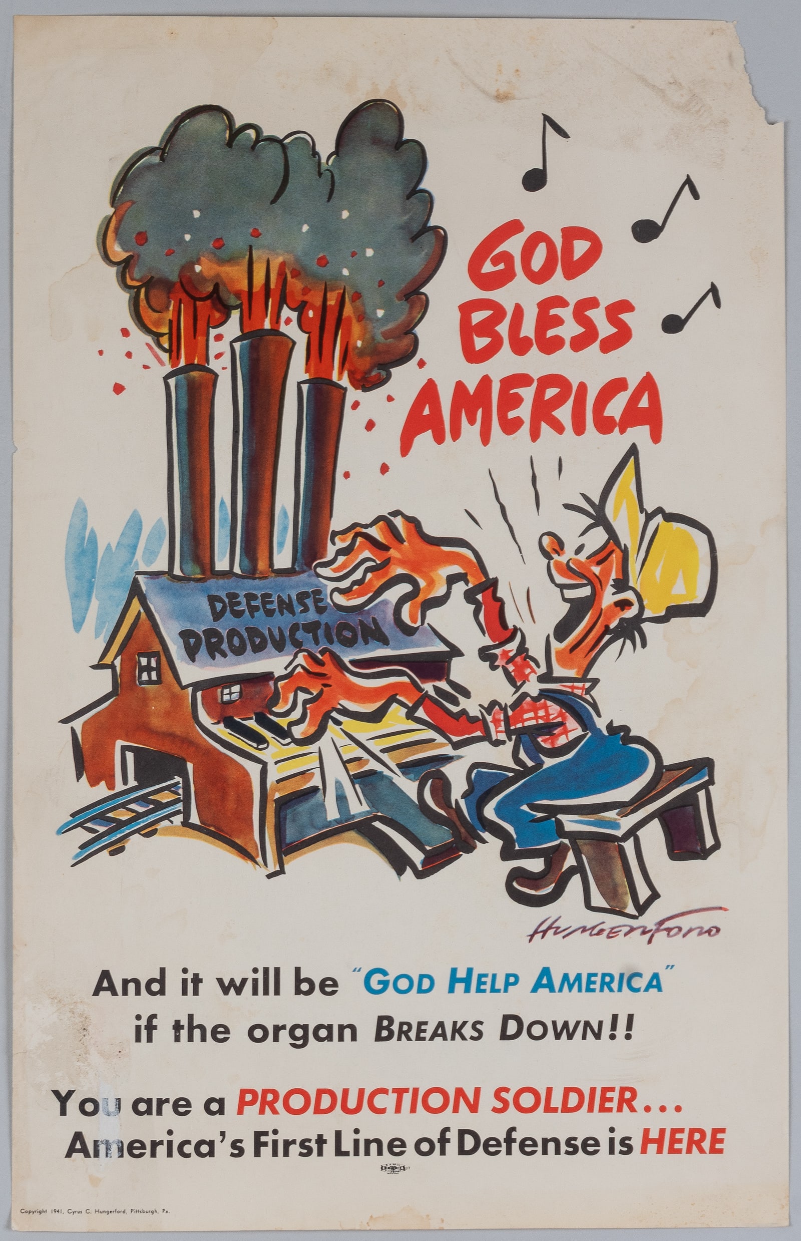 GOD BLESS AMERICA WWII POSTER BY CY HUNGERFORD (1 of 1)