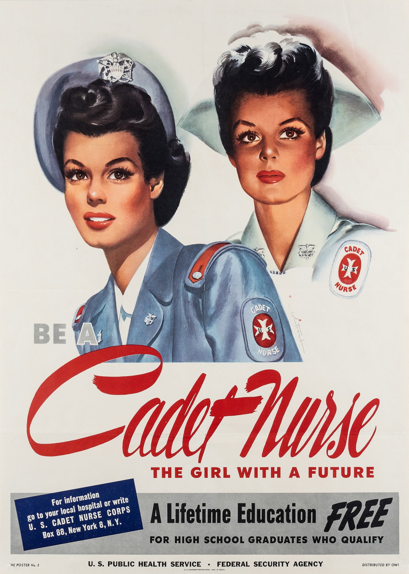 CADET NURSE THE GIRL WITH A FUTURE WWII POSTER BY JON WHITCOMB (1 of 1)