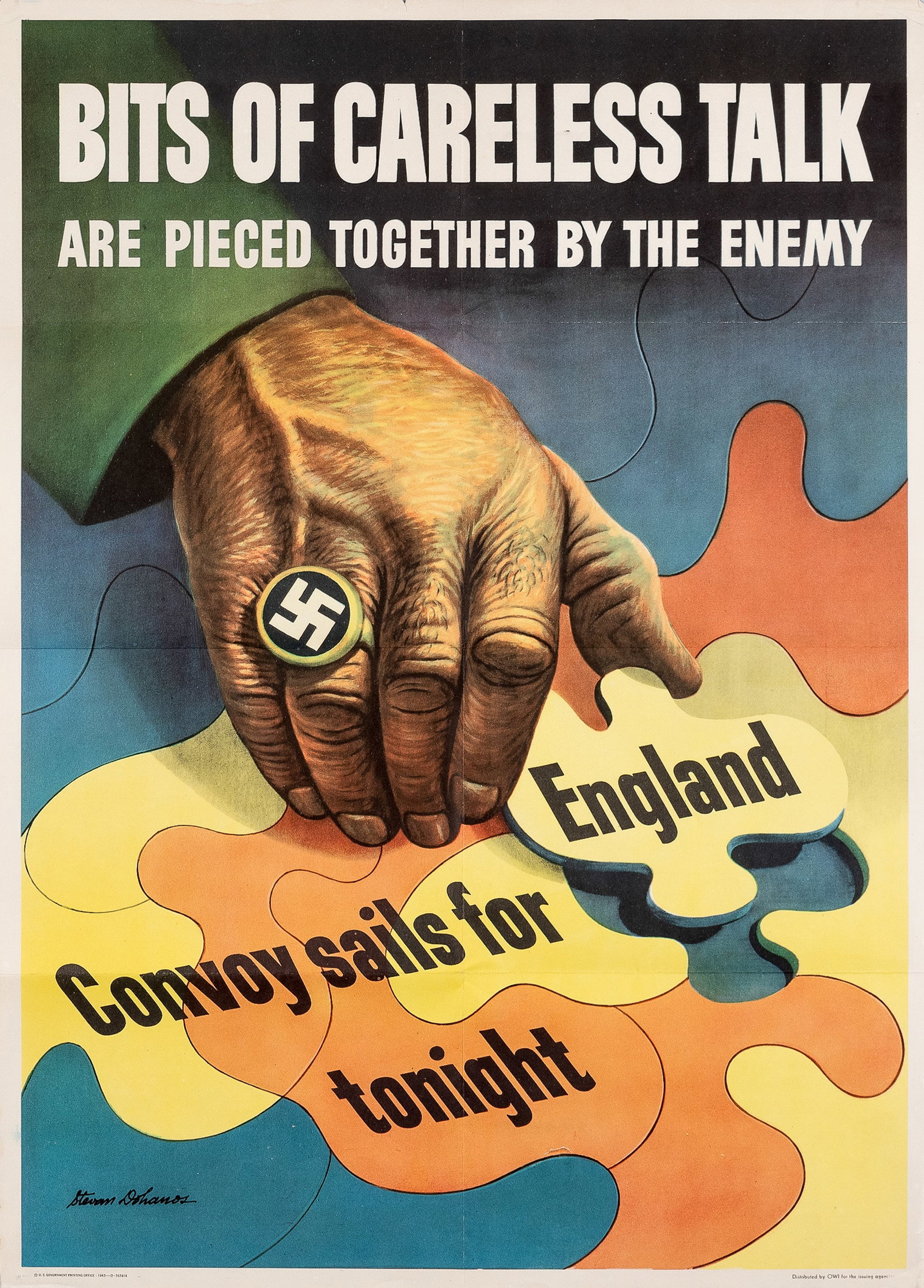 BITS OF CARELESS TALK WWII PROPAGANDA POSTER BY STEVAN DOHANOS (1 of 1)