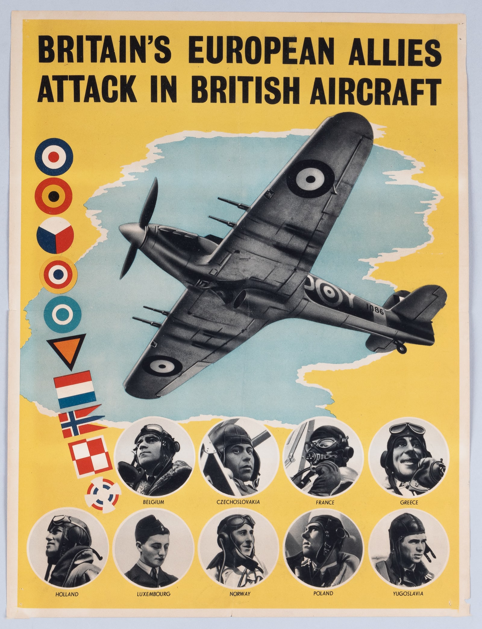 BRITAIN'S EUROPEAN ALLIES ATTACK IN BRITISH AIRCRAFT WWII PROPAGANDA POSTER (1 of 1)