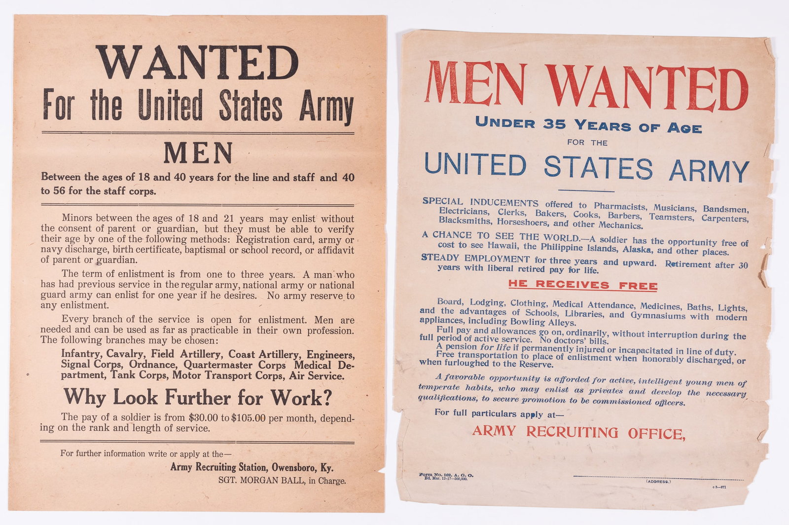 2 U.S. ARMY WWI RECRUITMENT BROADSIDES (1 of 3)