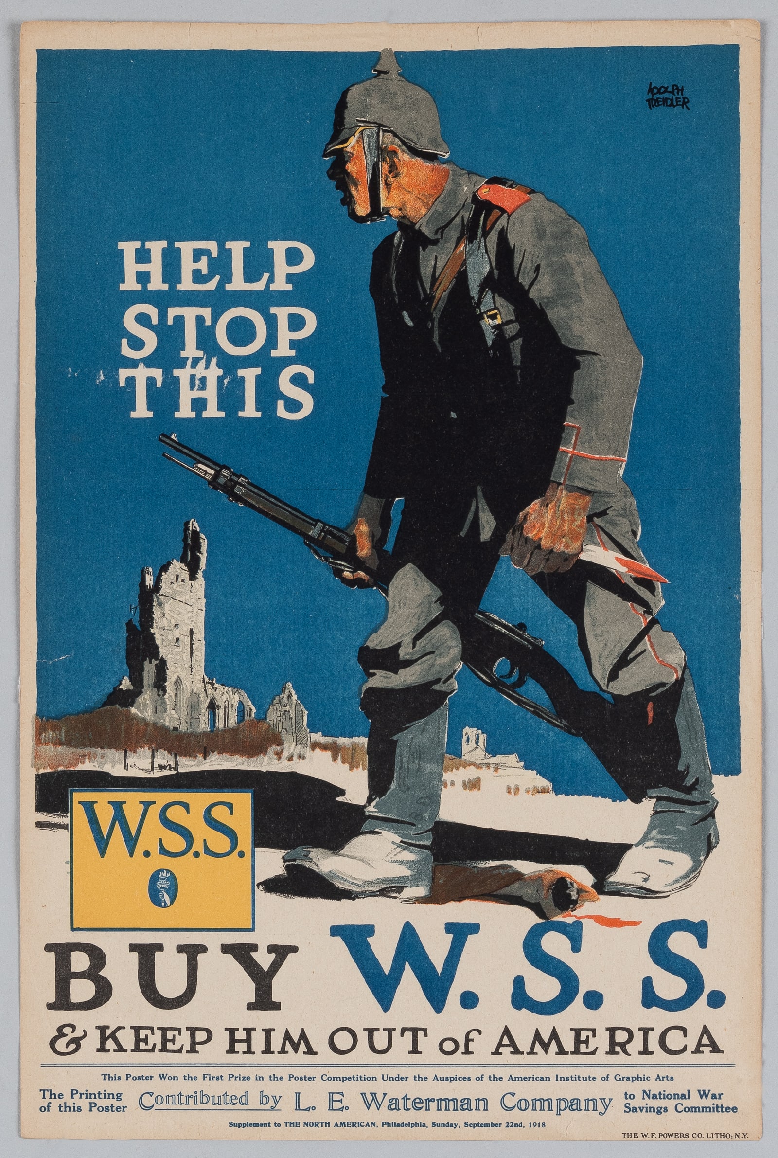 HELP STOP THIS - KEEP HIM OUT OF AMERICA WWI POSTER BY ADOLPH TREIDLER (1 of 1)
