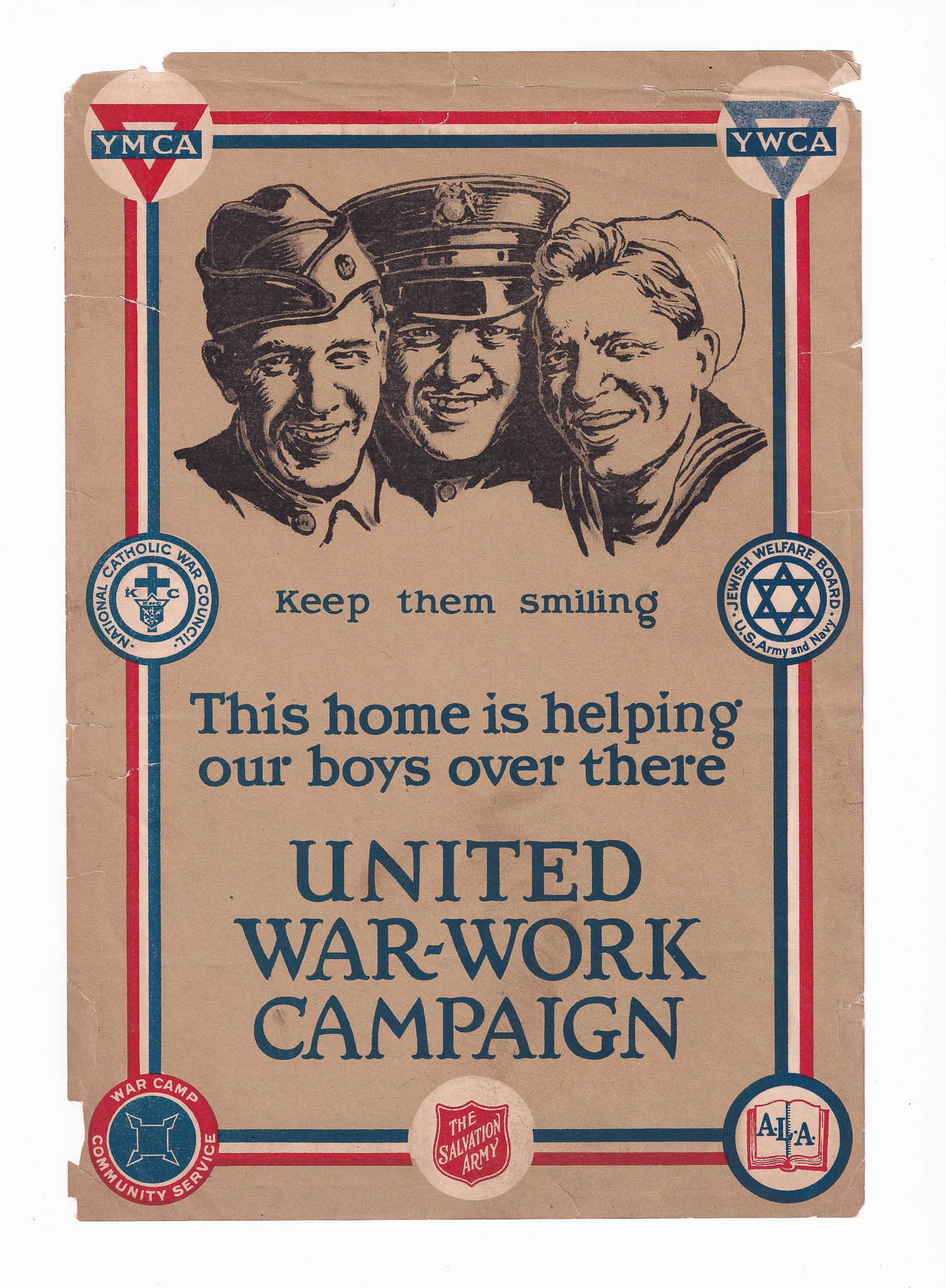 JEWISH WWI UNITED WAR WORK CAMPAIGN POSTER (1 of 1)