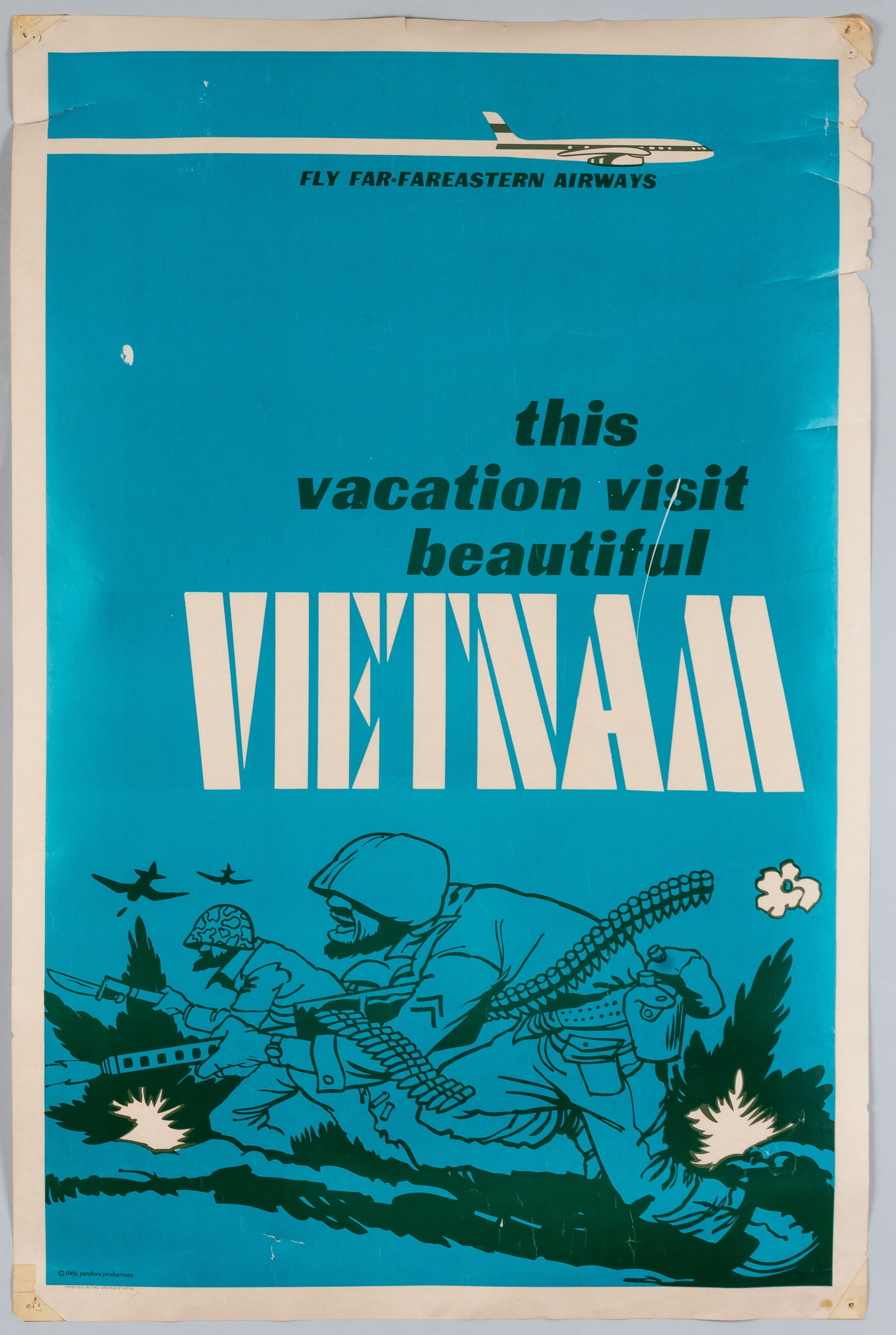 FLY FAR-FAR EASTERN AIRWAYS ANTI-VIETNAM WAR POSTER (1 of 1)
