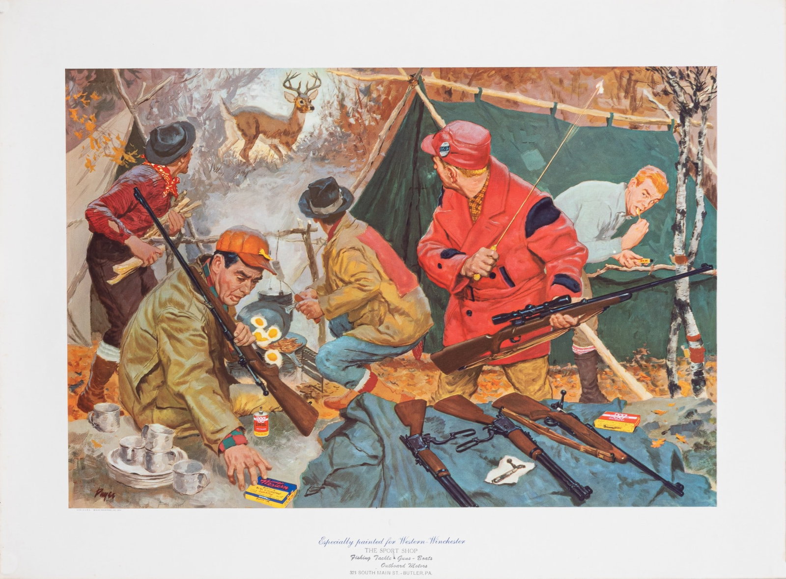 VINTAGE WESTERN WINCHESTER DEER HUNTING POSTER (1 of 1)