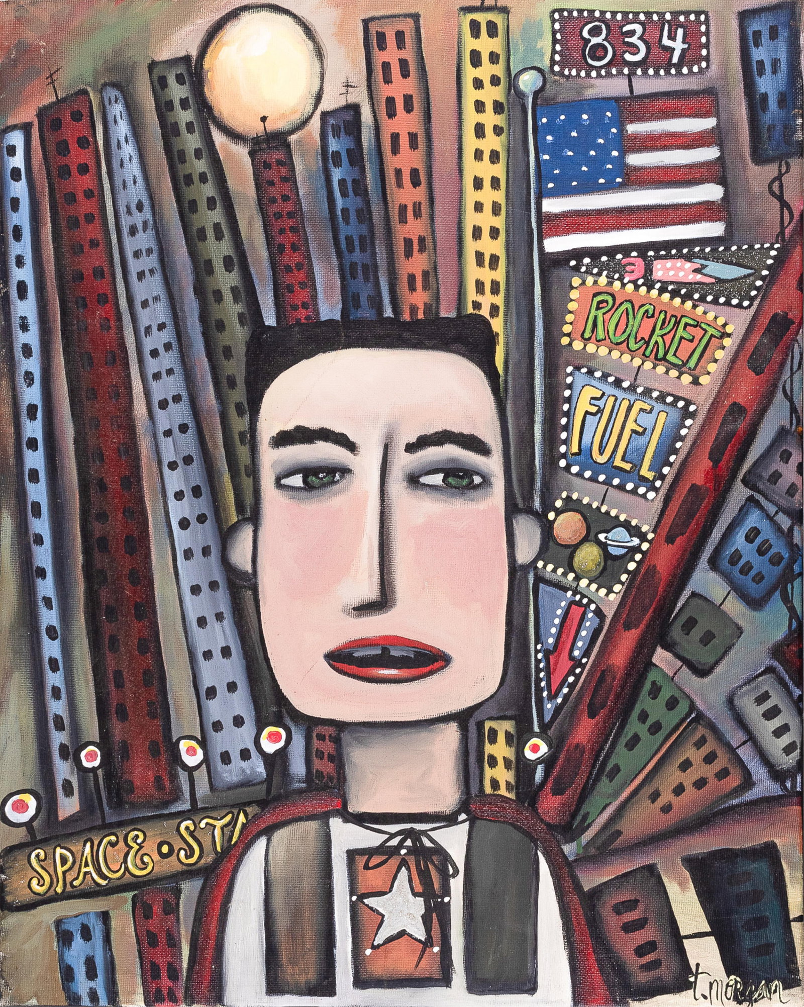 SPACE ROCKET FUEL - SUPERHERO PAINTING ON CANVAS BY T. MORGAN (1 of 1)