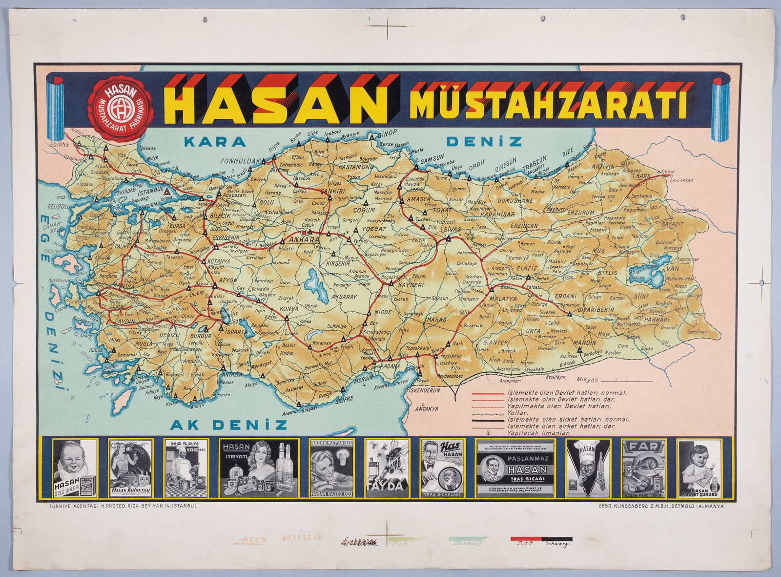 MAP OF TURKEY BY HASAN MUSTAHZARATI FABRIKASI 1920s (1 of 1)