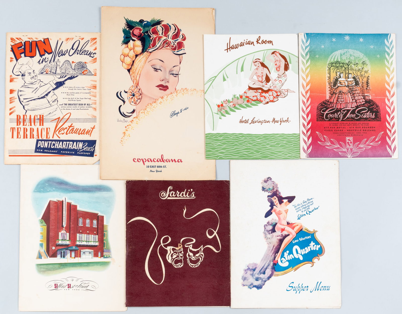 SIX VINTAGE FAMOUS RESTAURANT MENUS (1 of 3)