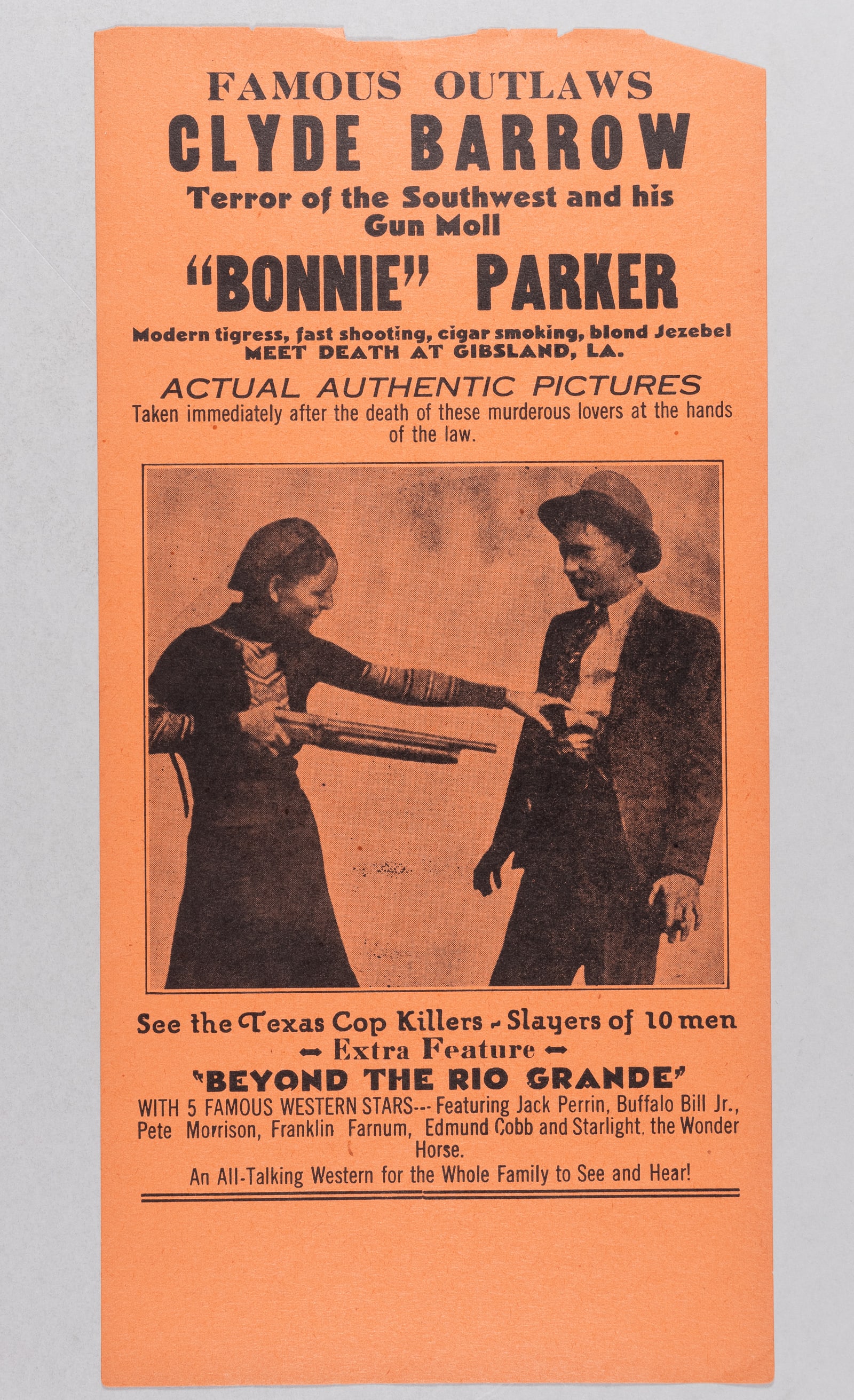 BONNIE AND CLYDE 1935 WESTERN MOVIE HANDBILL (1 of 1)