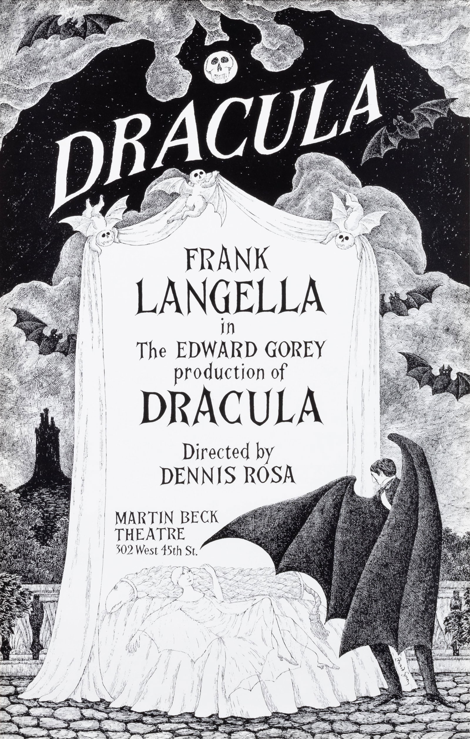 DRACULA BROADWAY 1977 POSTER BY EDWARD GOREY WITH FRANK LANGELLA (1 of 1)