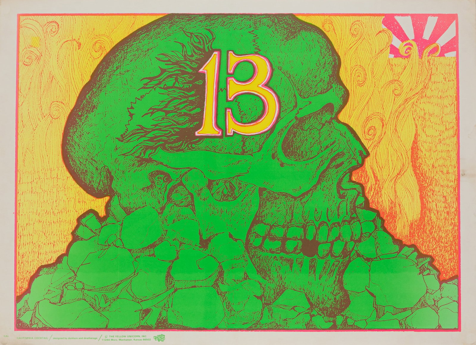 1969 CALIFORNIA COCKTAIL SKULL 13 PSYCHEDELIC HEADSHOP POSTER (1 of 1)