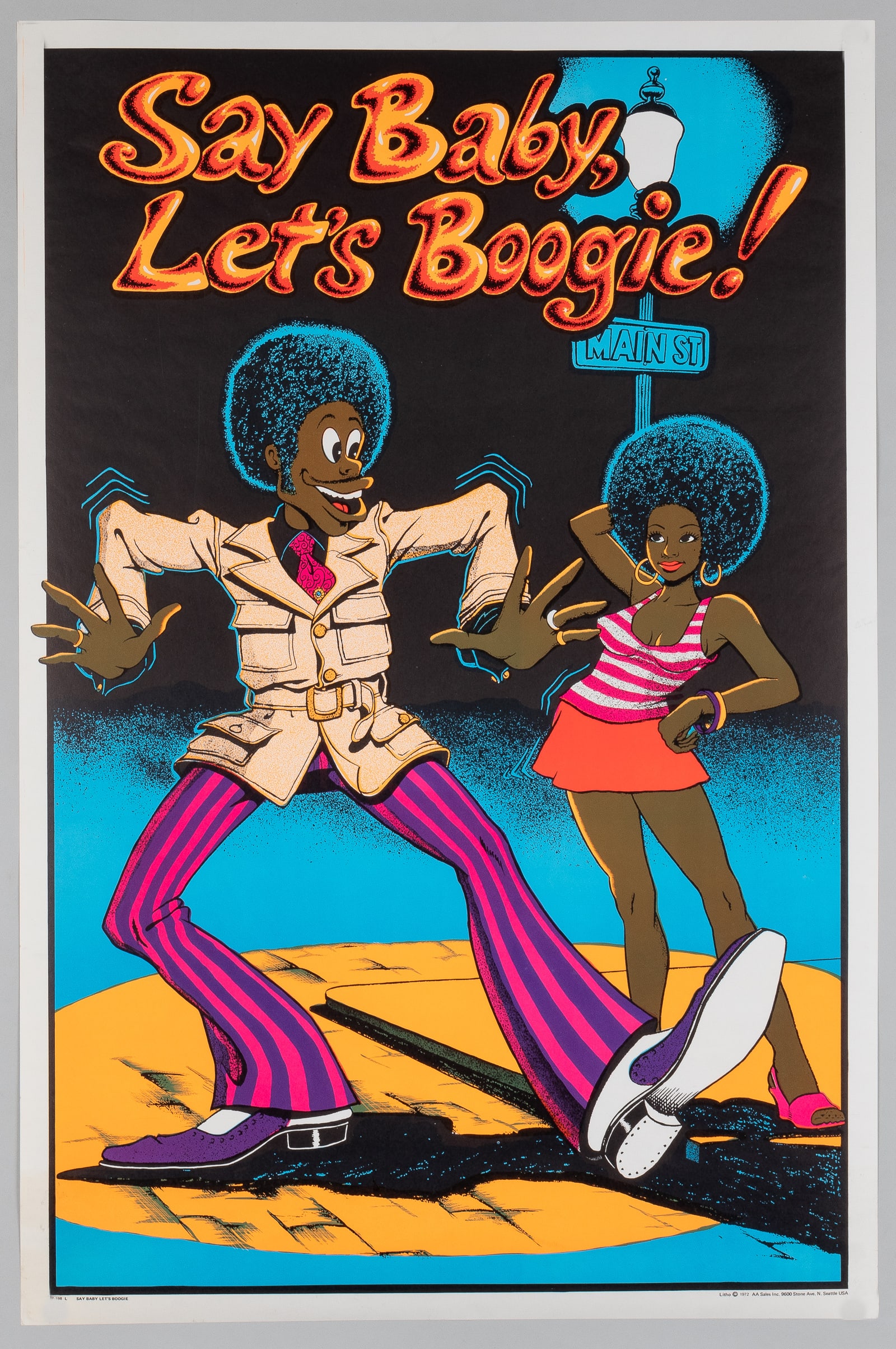 SAY BABY LET'S BOOGIE! VINTAGE BLACKLIGHT HEADSHOP POSTER (1 of 1)