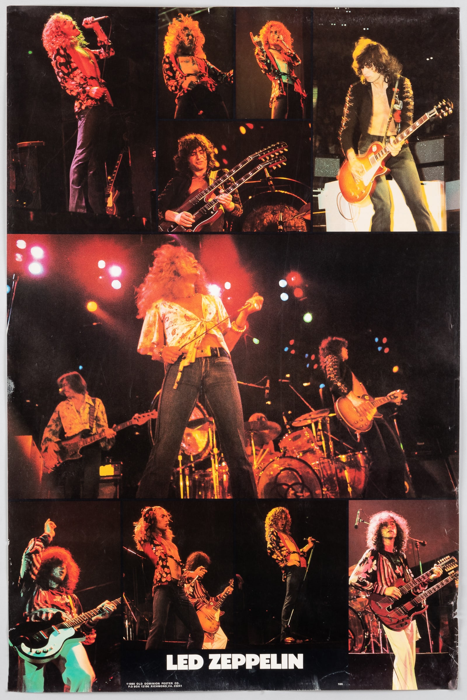 LED ZEPPELIN DISPLAY POSTER: Led Zeppelin 1980 vintage display poster. Minor chips and creases along the edges, small area of loss at the left edge. Ships rolled. 35 x 23 inches.