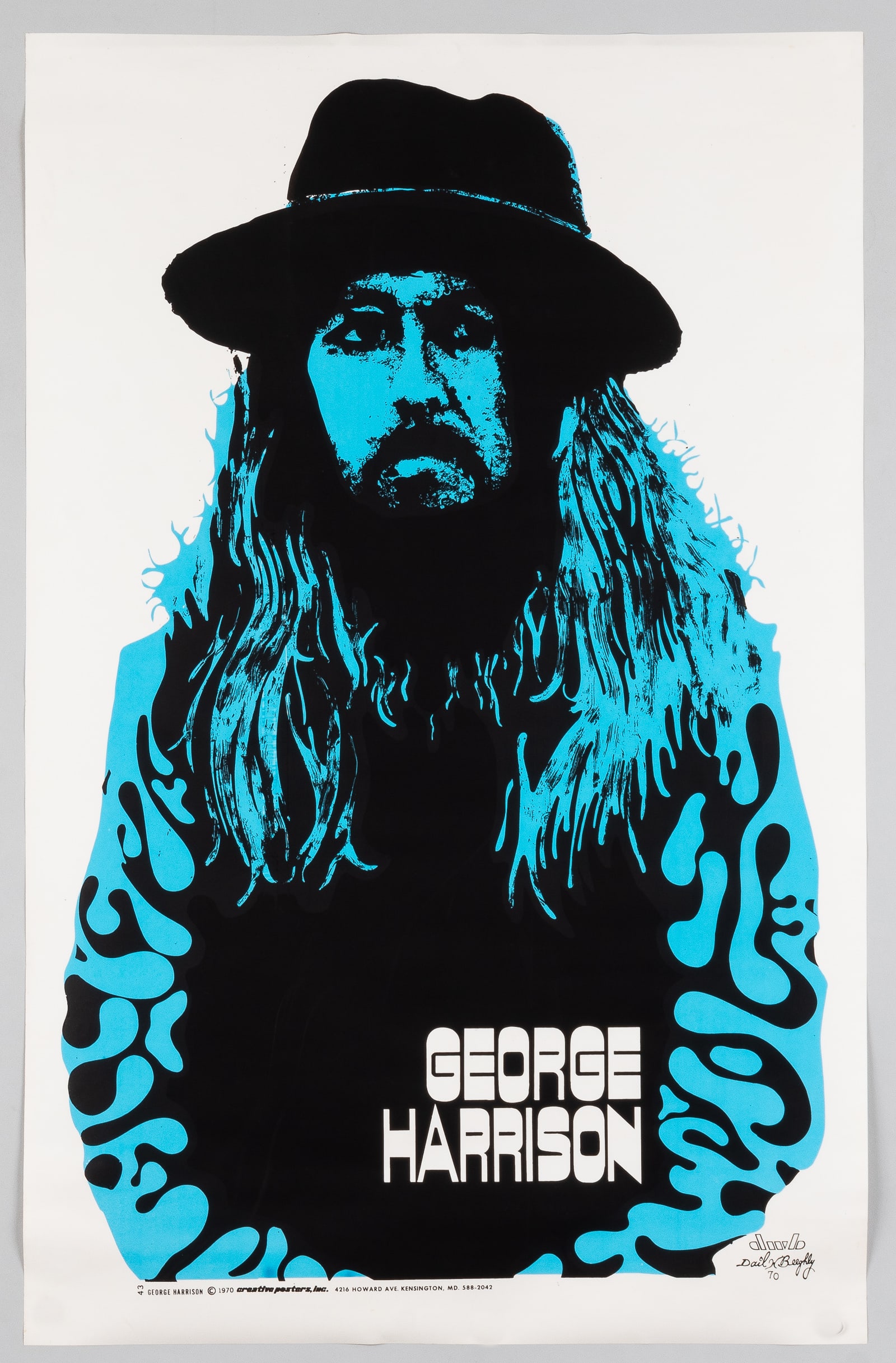 GEORGE HARRISON 1970 BLACKLIGHT POSTER BY DAIL BEEGHLY (1 of 1)