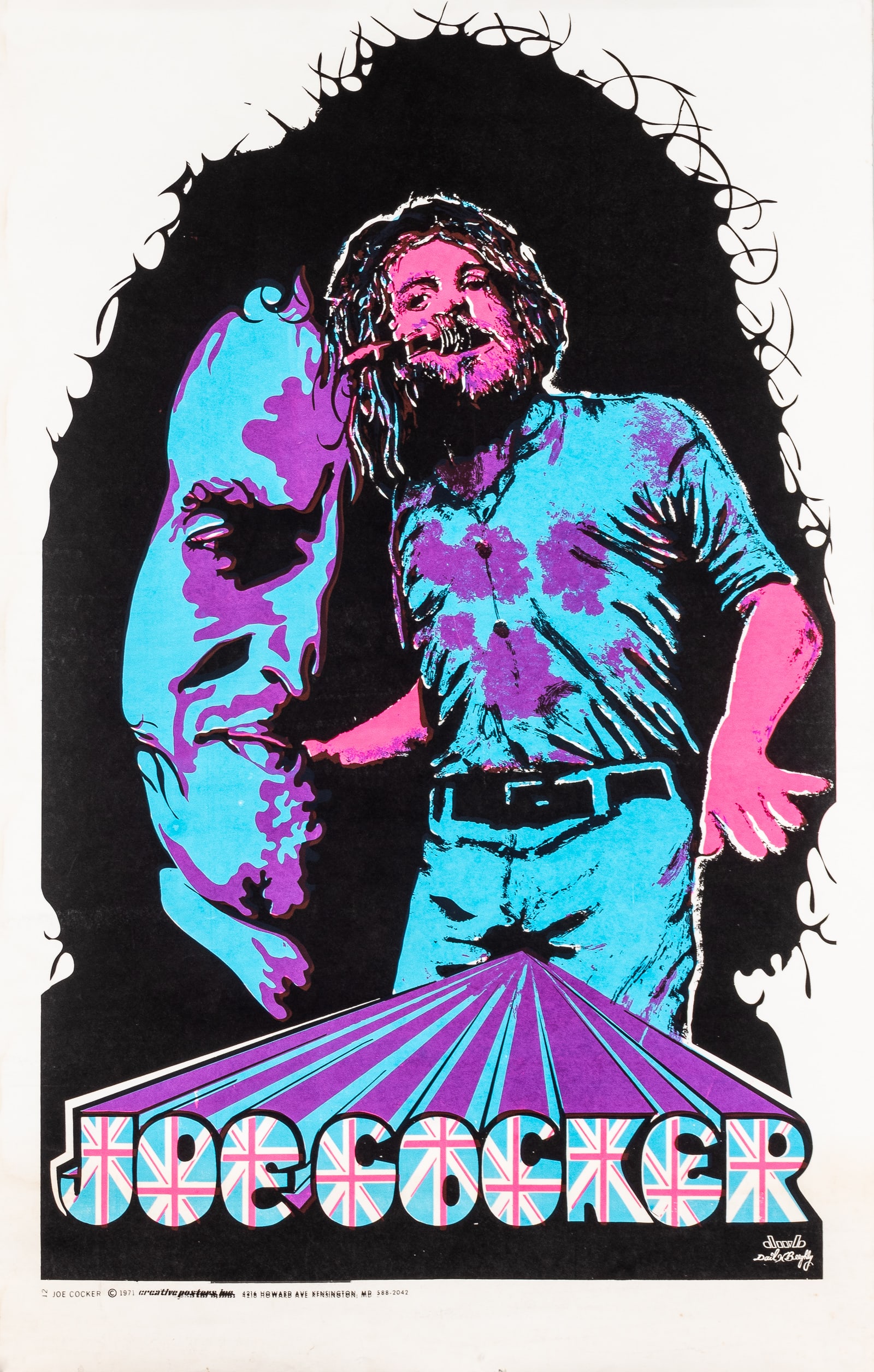 JOE COCKER 1971 BLACKLIGHT POSTER BY DAIL BEEGHLY (1 of 1)