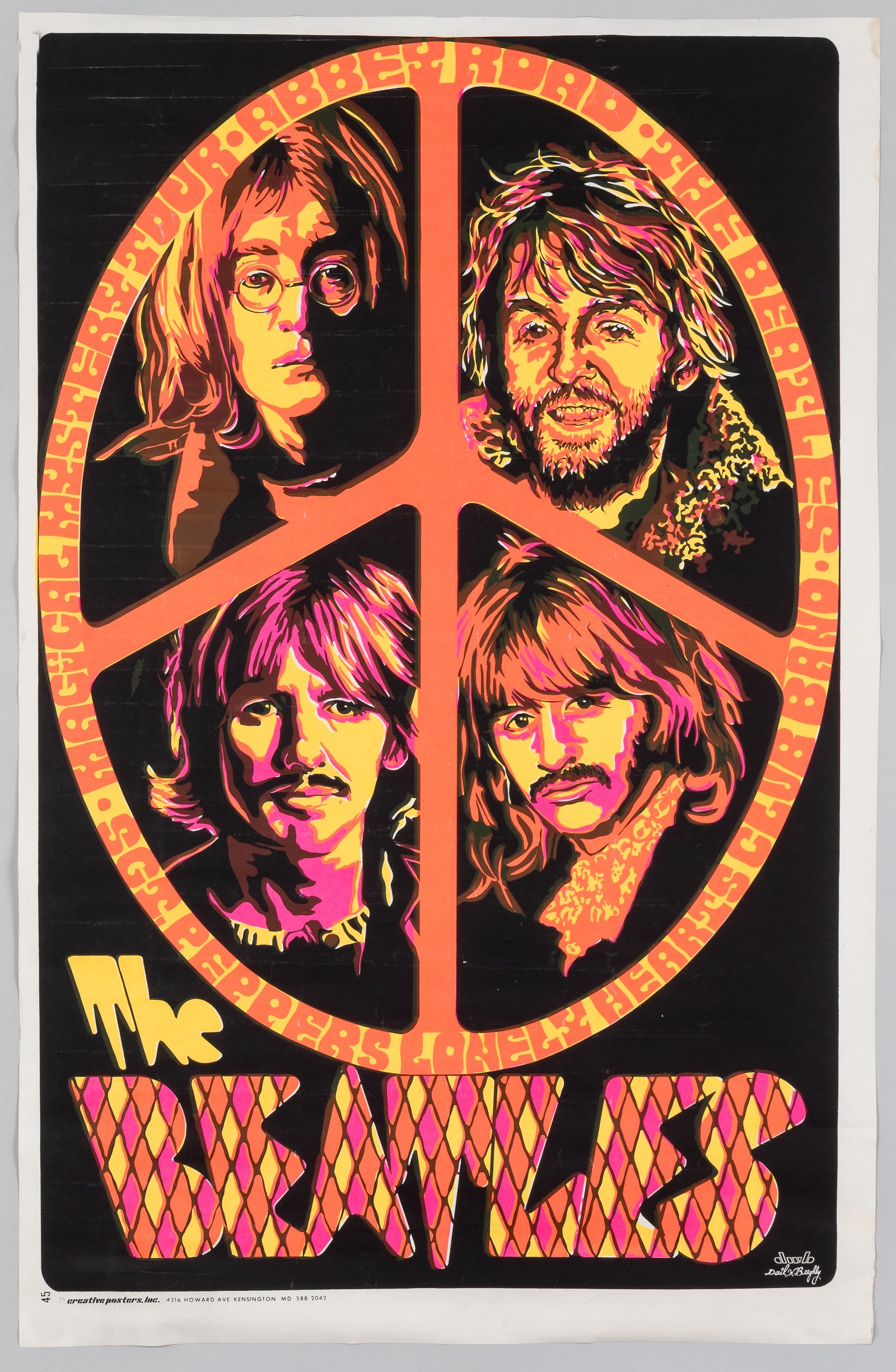 THE BEATLES 1969 BLACKLIGHT POSTER BY DAIL BEEGHLY (1 of 1)