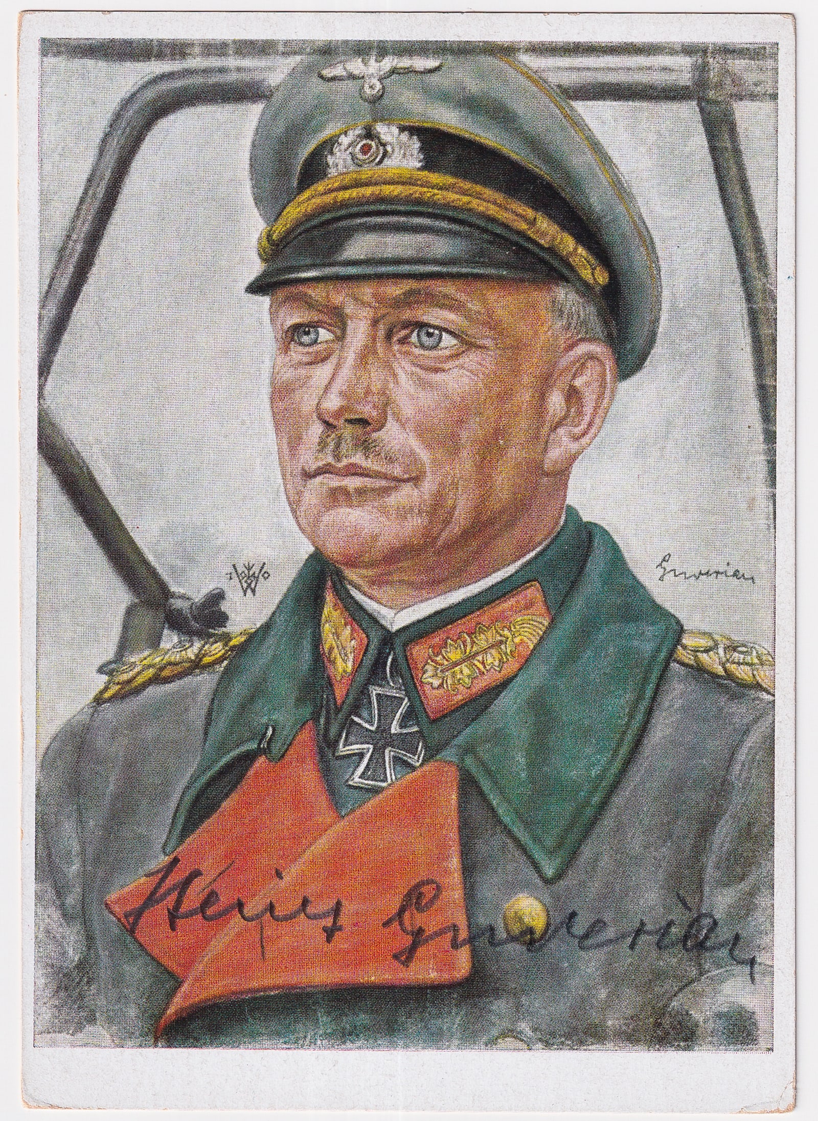 HEINZ GUDERIAN AUTOGRAPH: HEINZ GUDERIAN (1888-1954) German general and Hitler's Army Chief of Staff, known as the inventor of blitzkrieg. He commanded Panzers in Poland, France, and the Russian campaign. The piece is signed