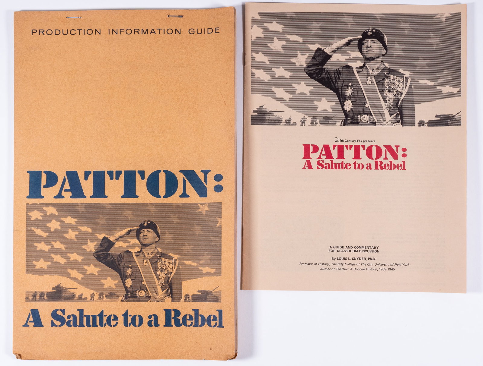 PATTON - A SALUTE TO A REBEL PRODUCTION INFORMATION GUIDE: Original Movie Production Information Guide for Patton: A Salute to a Rebel (1970), sent to Lt. Colonel Noel P. Laird as compensation for not being able to show the movie for the Gettysburg World