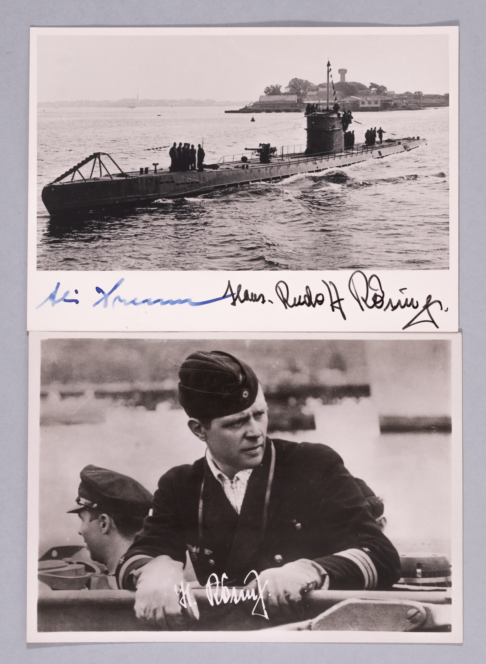 PETER 'ALI' CREMER - HANS RUDOLF ROSING: Two Knight's Cross recipient U-Boat commander autographs, including one from PETER 'ALI' CREMER (1911-1992), commander of U-Boat U-152, U-333, and U-2519, credited with sinking six ships; along with