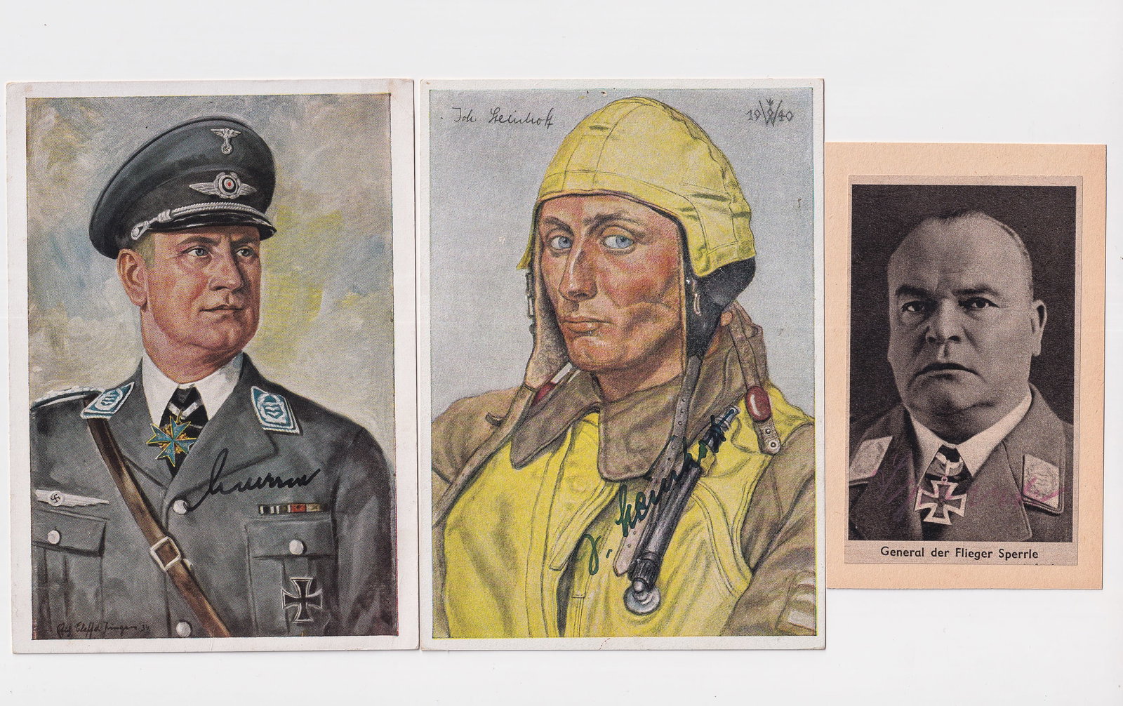 THREE LUFTWAFFE GENERALS AUTOGRAPHS: Three autographs by Luftwaffe Generals. 1. JOHANNES STEINHOFF (1913-1994). Luftwaffe fighter ace during World War II, German general, and NATO official. He was one of the very few Luftwaffe pilots