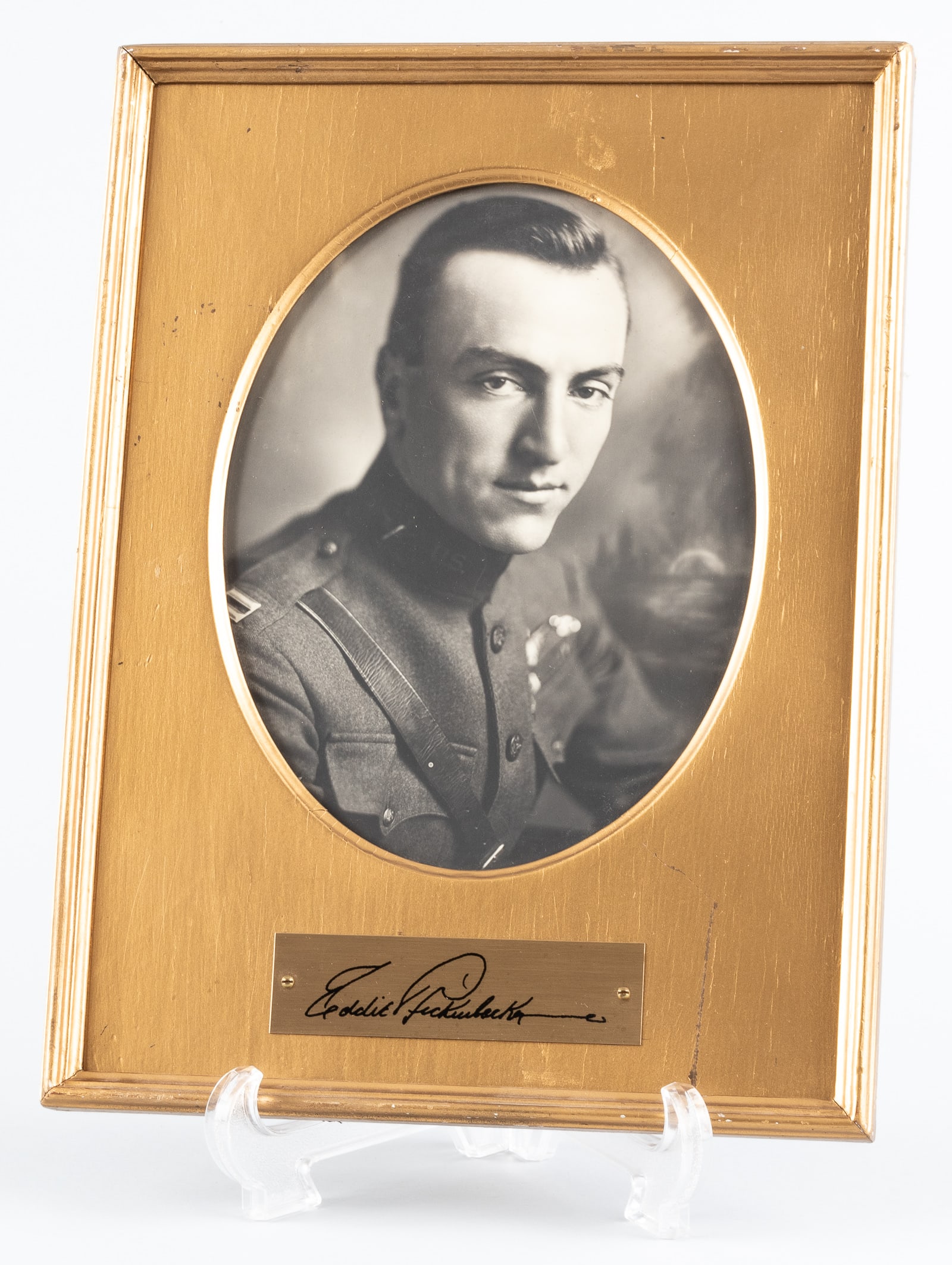 EDDIE RICKENBACKER: Captain Edward 'Eddie' Rickenbacker (1890-1973). Most successful and highly decorated American Flying Ace in WWI and Medal of Honor recipient. Period WWI black-and-white photograph of Rickenbacker in