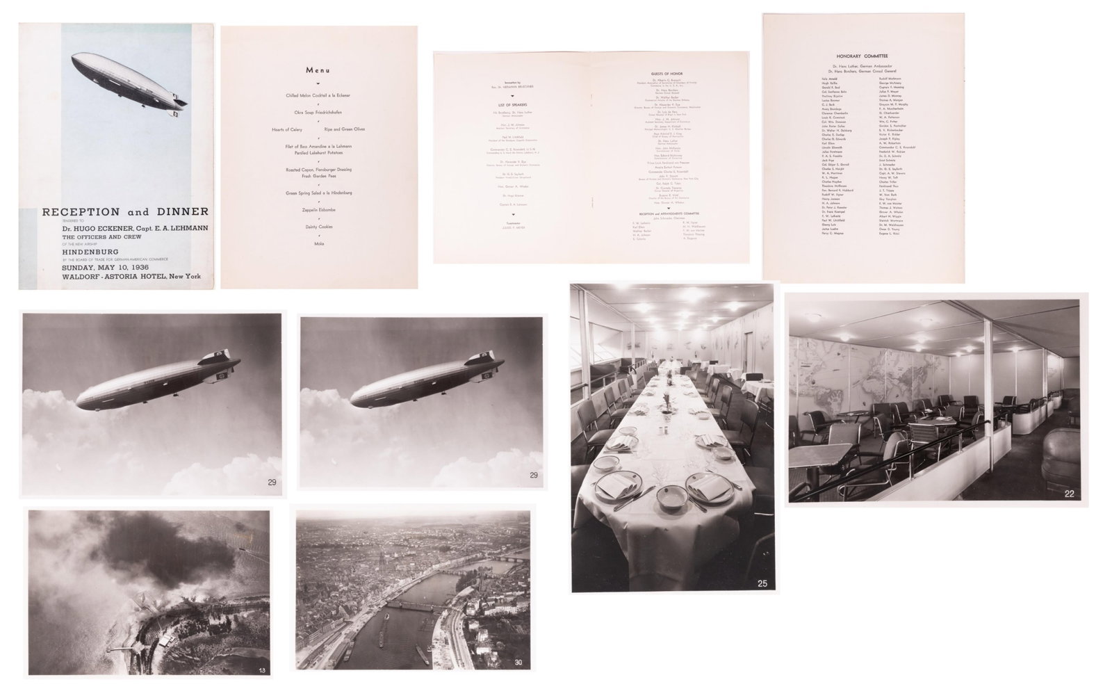 LZ 129 HINDENBURG 1936 DINNER MENU AND PHOTOGRAPHS (1 of 11)
