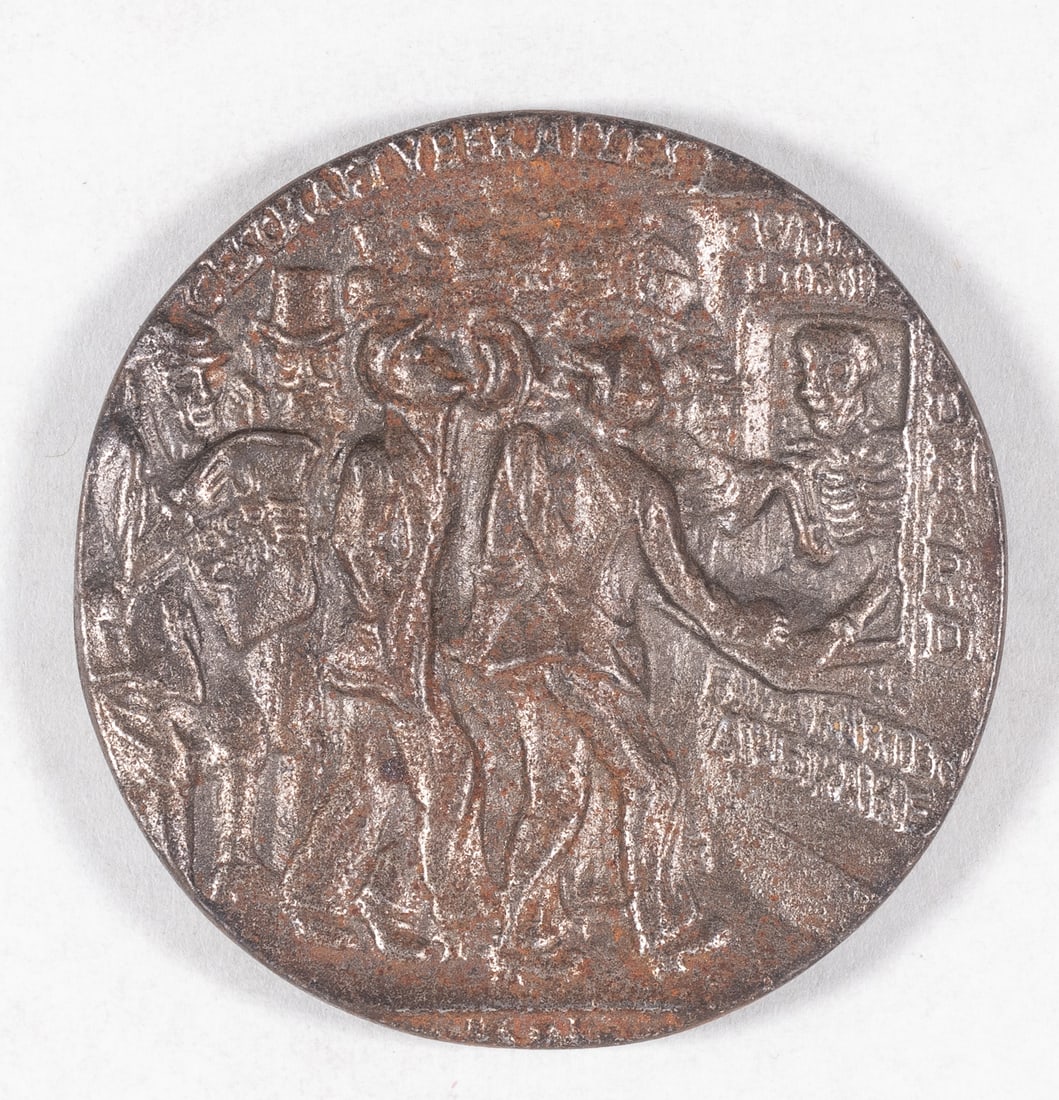 BRITISH LUSITANIA MEDAL PROPAGANDA COPY: The 'British Lusitania Medal' is a British-made copy of a satirical German medal created by artist Karl Goetz to criticize the Cunard Line after the sinking of the RMS Lusitania on May 7, 1915. Goetz 