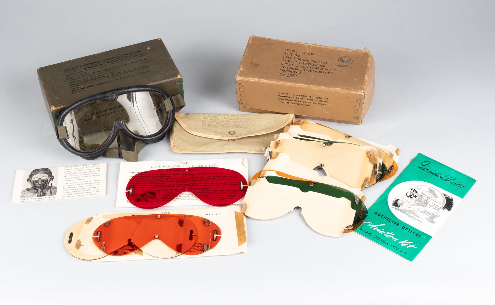 WWII B-24 FLIGHT GOGGLES AND REPLACEMENT LENSES (1 of 11)
